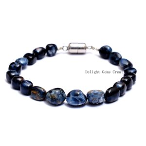 Natural Blue Pietersite Tumble Bracelet, Smooth Nugget Gemstone