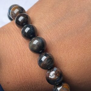 Pietersite Natural Gemstone 11-11.5 Mm Bead Stretch Bracelet Pietersite Round Beaded Bracelet For Women And Men