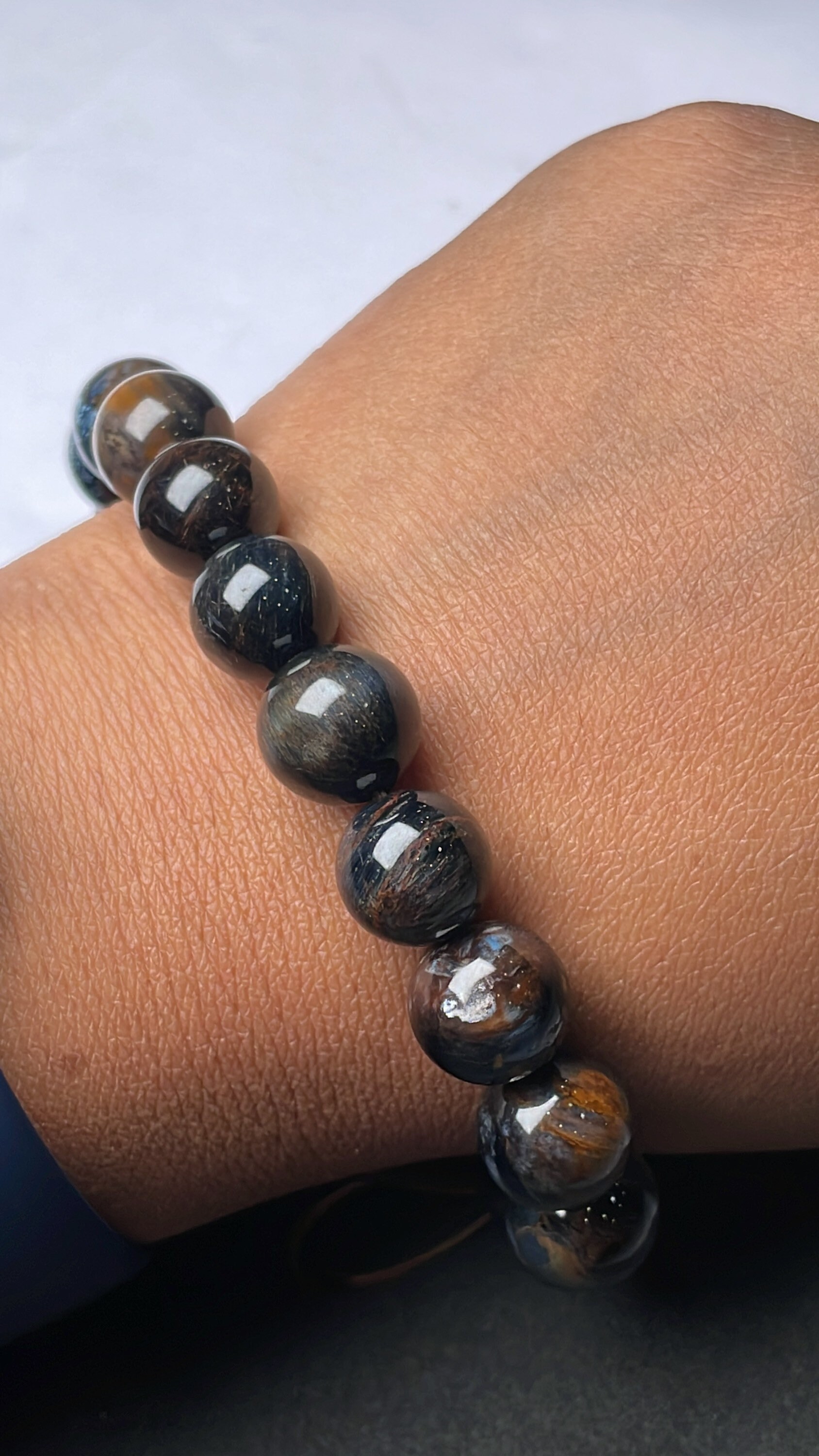 Pietersite Natural Gemstone 11-11.5 Mm Bead Stretch Bracelet Pietersite Round Beaded Bracelet For Women And Men