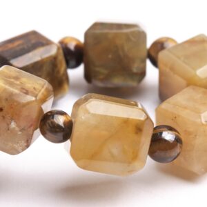 Only One 7-9mm Pietersite Beads Light Brown Bracelet Grade Ab Genuine Natural Beveled Edge Faceted Cube Gemstone 7" (121691h-1487)