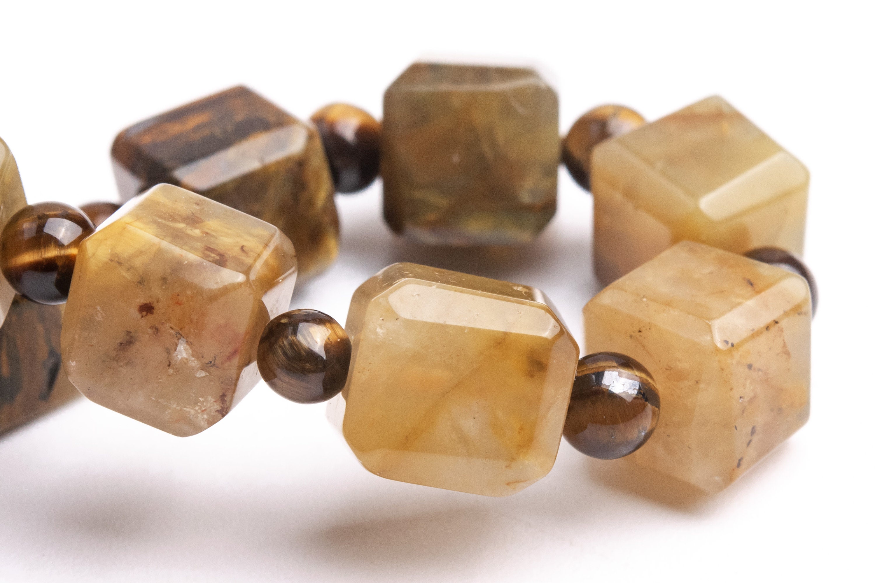 Only One 7-9mm Pietersite Beads Light Brown Bracelet Grade Ab Genuine Natural Beveled Edge Faceted Cube Gemstone 7" (121691h-1487)