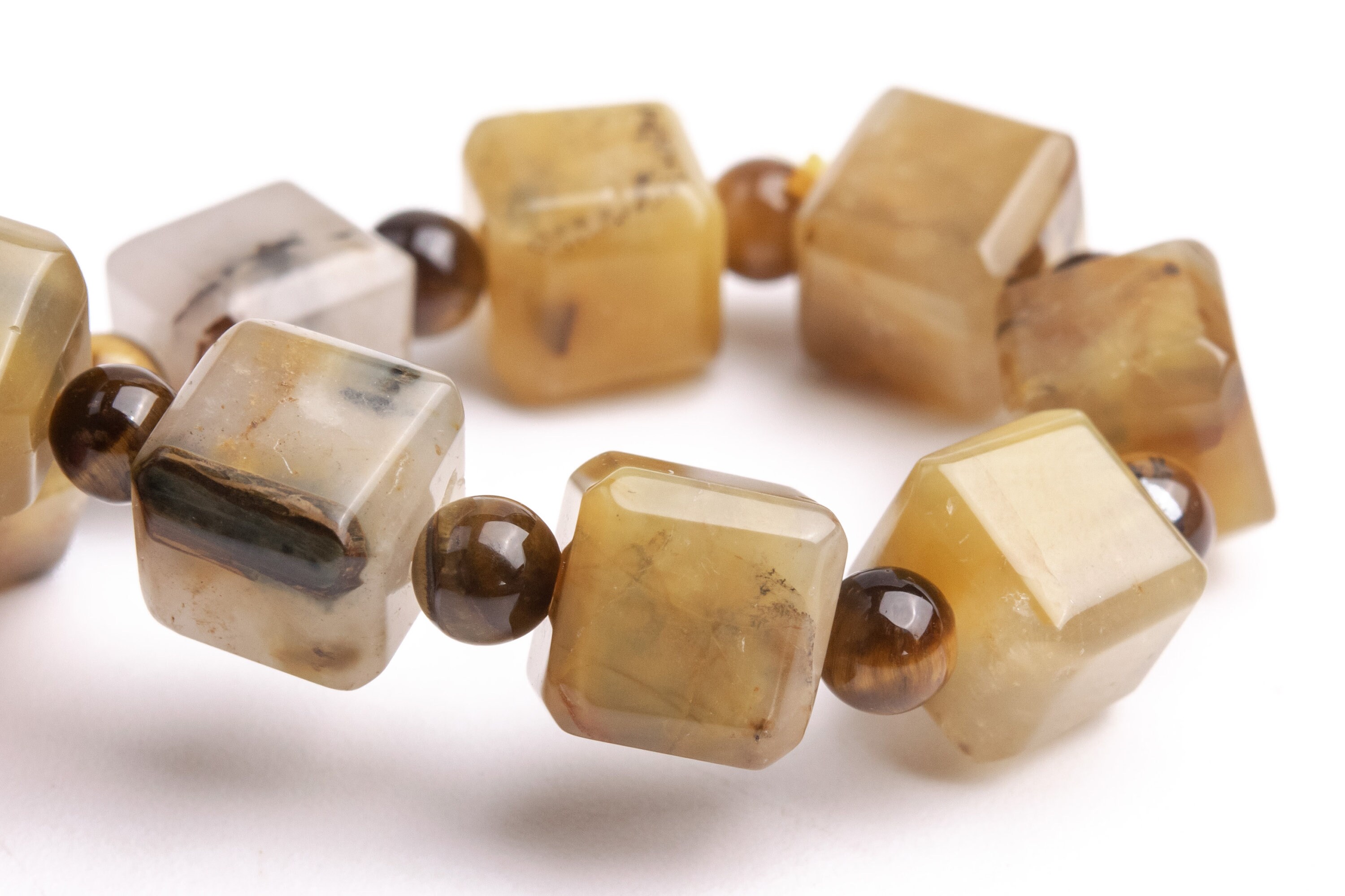 Only One 7-9mm Pietersite Beads Light Brown Bracelet Grade Ab Genuine Natural Beveled Edge Faceted Cube Gemstone 7" (121692h-1487)