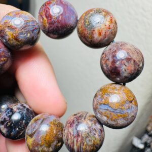 Red Pietersite Bracelet | 12mm Crystal Bracelet | Crystal Beaded Bracelet |  Rare Crystals, Genuine Crystal Bracelet
