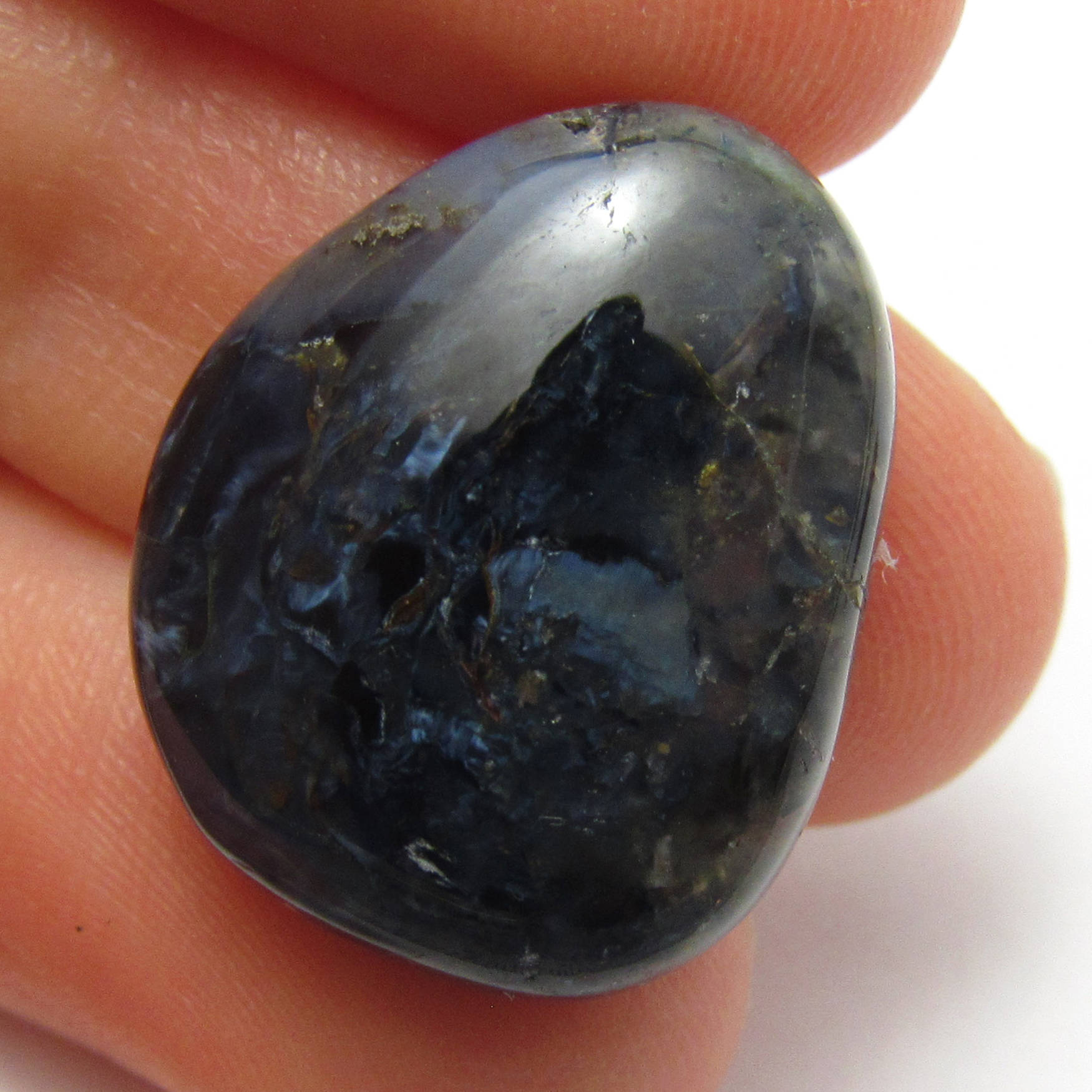 Pietersite Cabochon Handmade Lisajoy Sachs Design Vintage Designer One Of A Kind Rare Peterisite Chatoyant Blue Flash