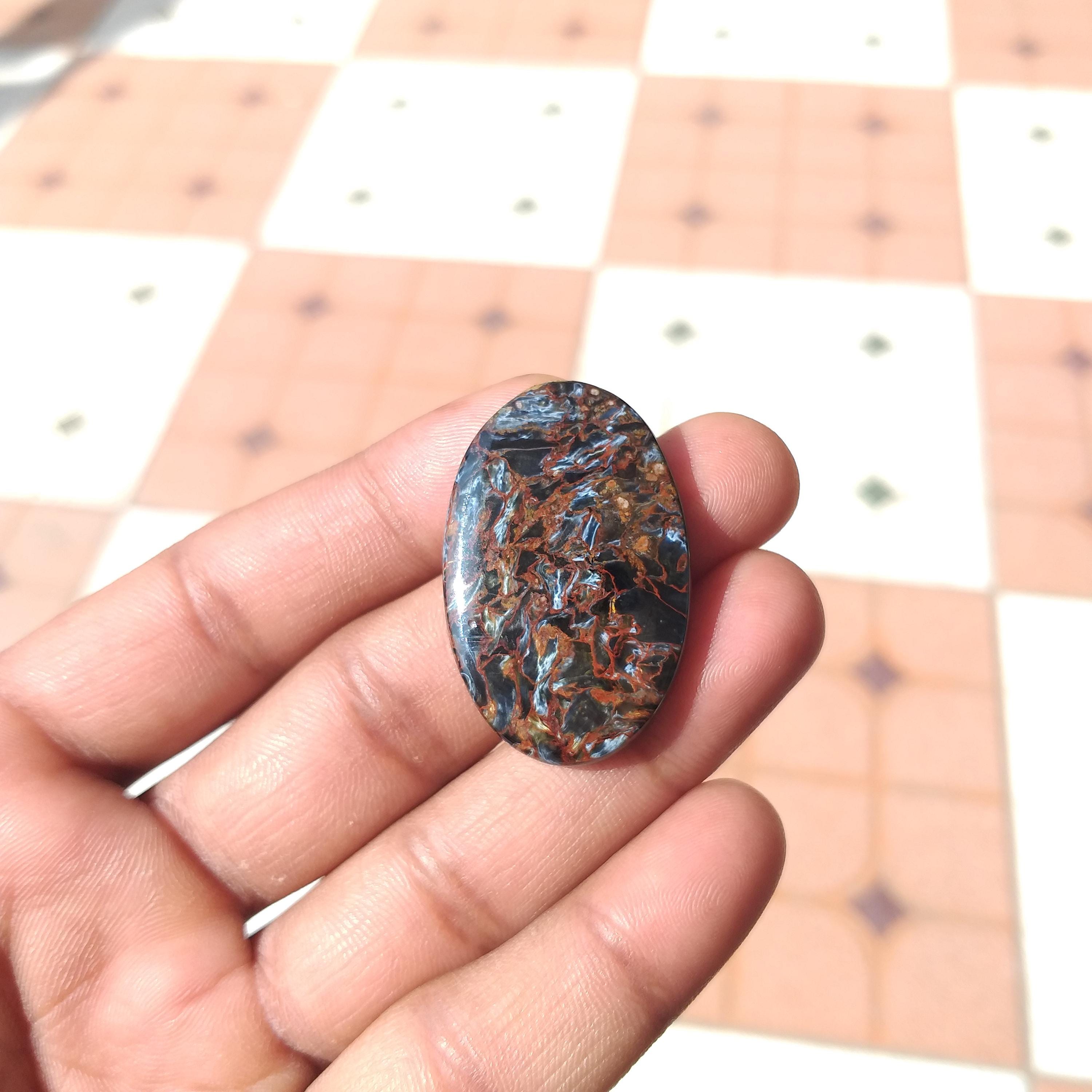 Pietersite Handmade Cabochon : Oval Shape For Pendant (51 Carat, 39x25x5 Mm)