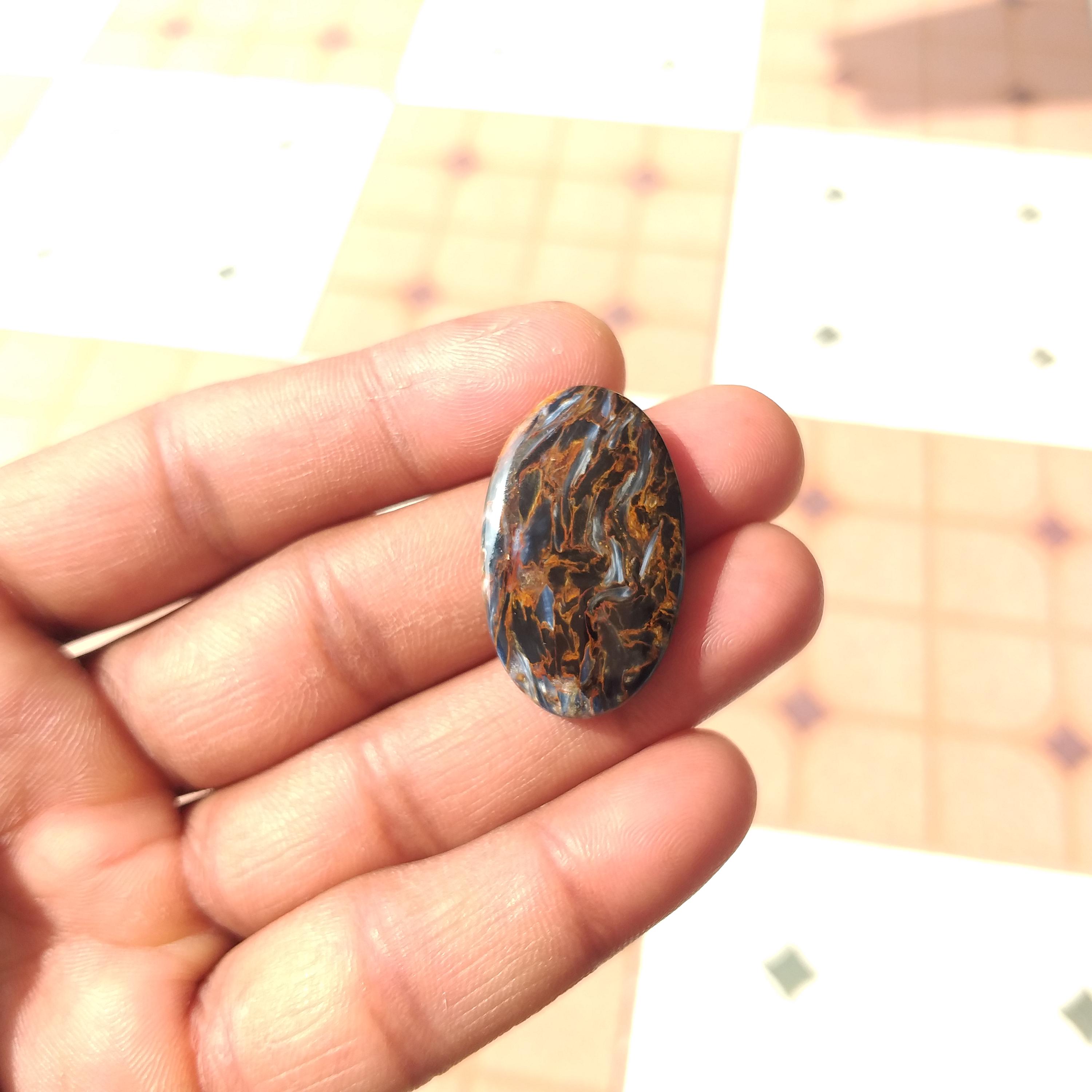 Handmade Pietersite Cabochon : Oval Shape Gemstone For Jewelry (31 Carat, 32x20x5 Mm)
