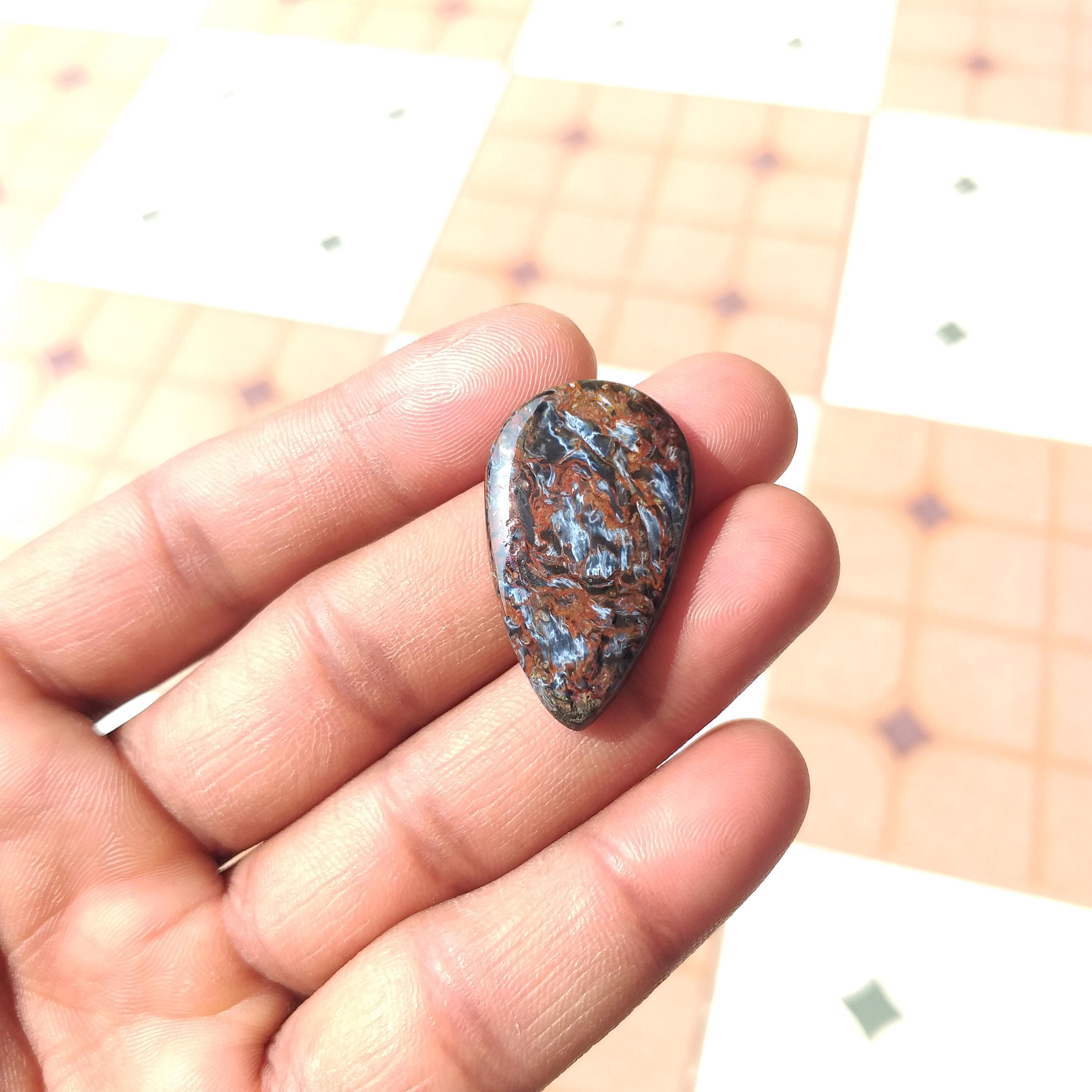 Handmade Pietersite Pear Cabochon : Polished Gemstone For Jewelry (28 Carat, 33x20x4 Mm)