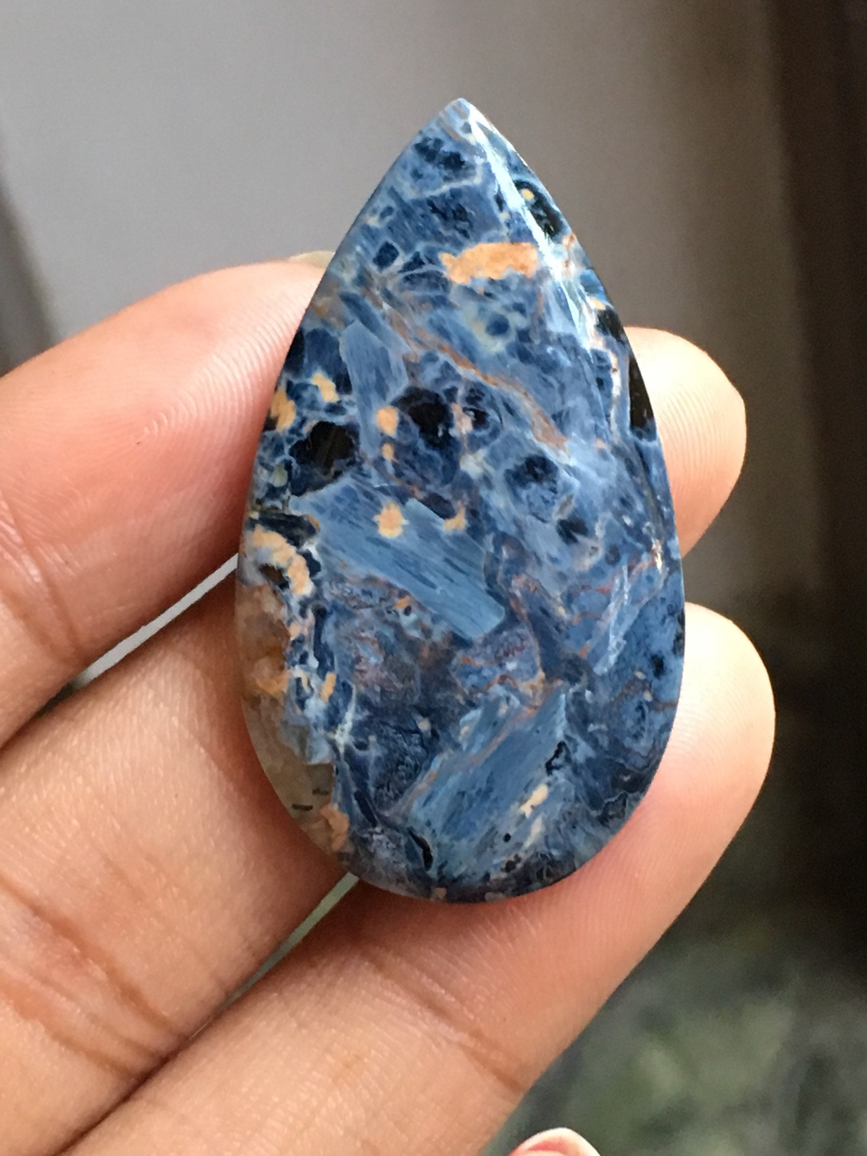 Natural Almond Shape Pietersite Cabochon, Size- 20/35mm Gemstone Cabochons, Blue Pietersite Cabochon, High Quality Stone