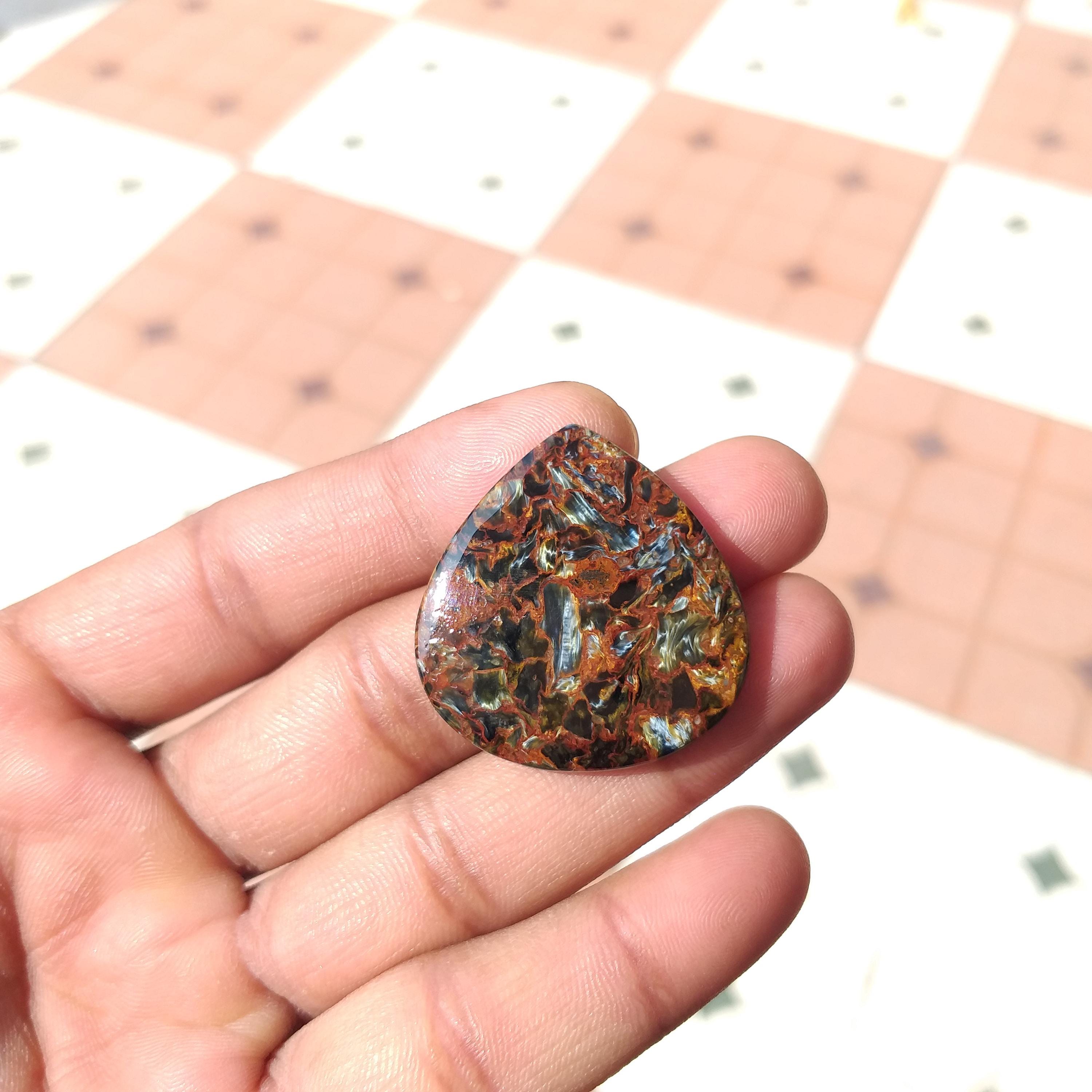 Natural Pietersite Gemstone: Multi Handmade Cabochon Heart Shape (43 Carat, 35x34x4 Mm)
