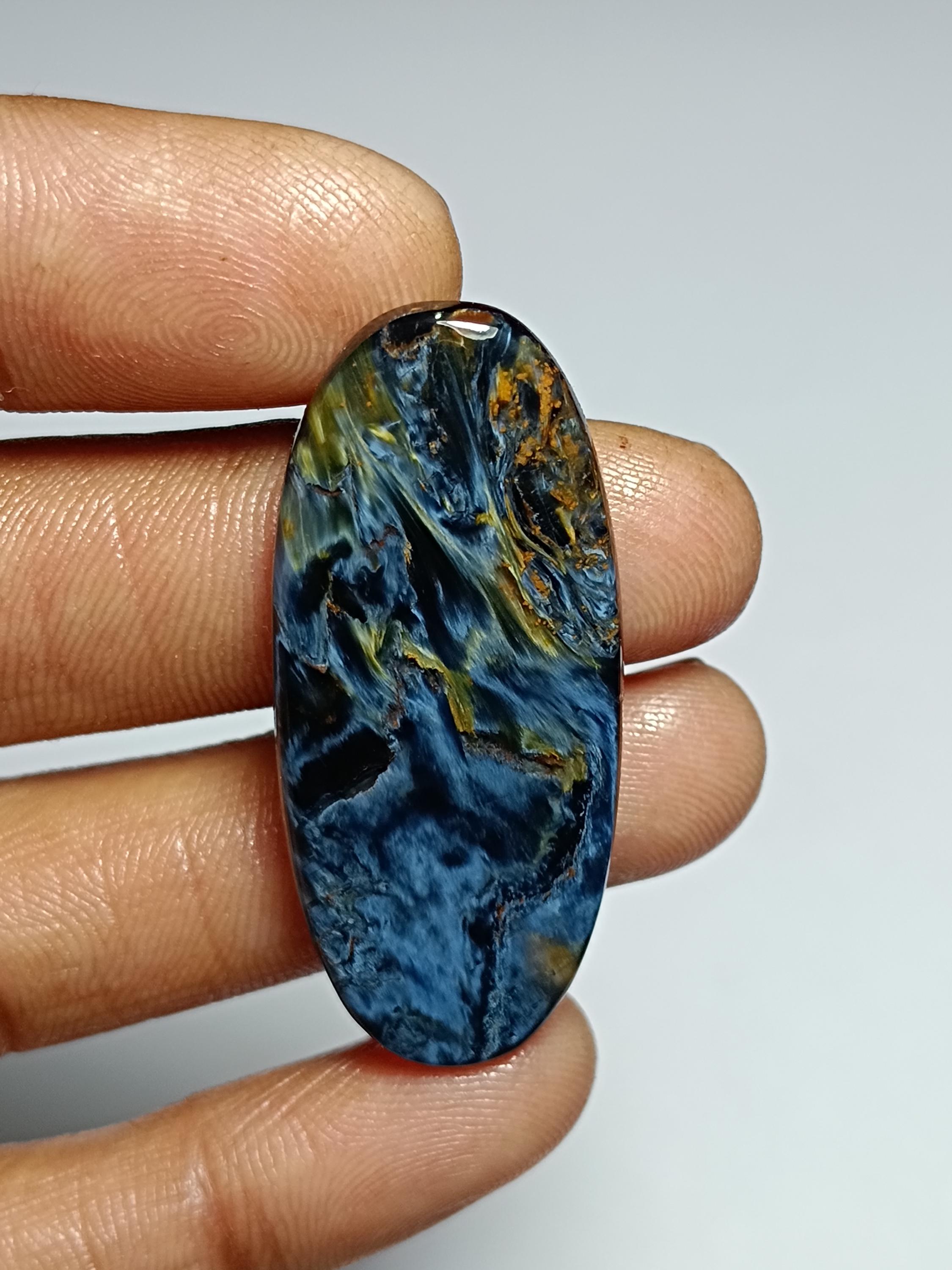 Natural Pietersite Cabochon: Handmade Polished Gemstone 30cts. (42x18 Mm)