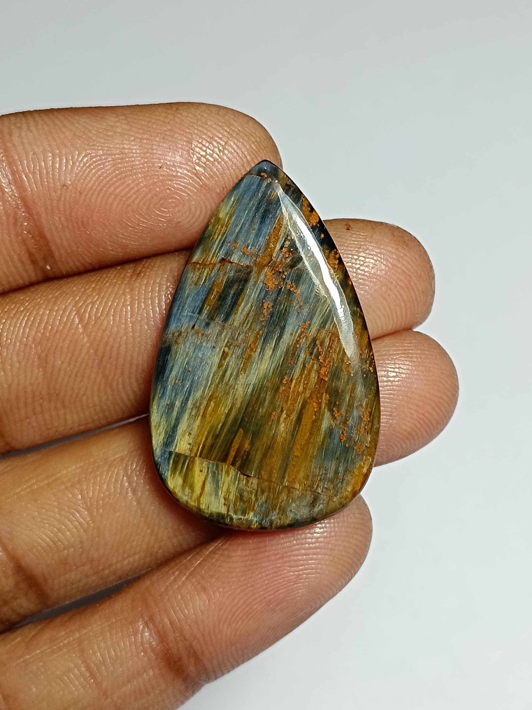 Natural Pietersite Cabochon: Handmade Polished Gemstone 26cts. (34x21 Mm) Natural Pietersite Cabochon: Handmade Polished Gemstone 26cts. (34x21 Mm)