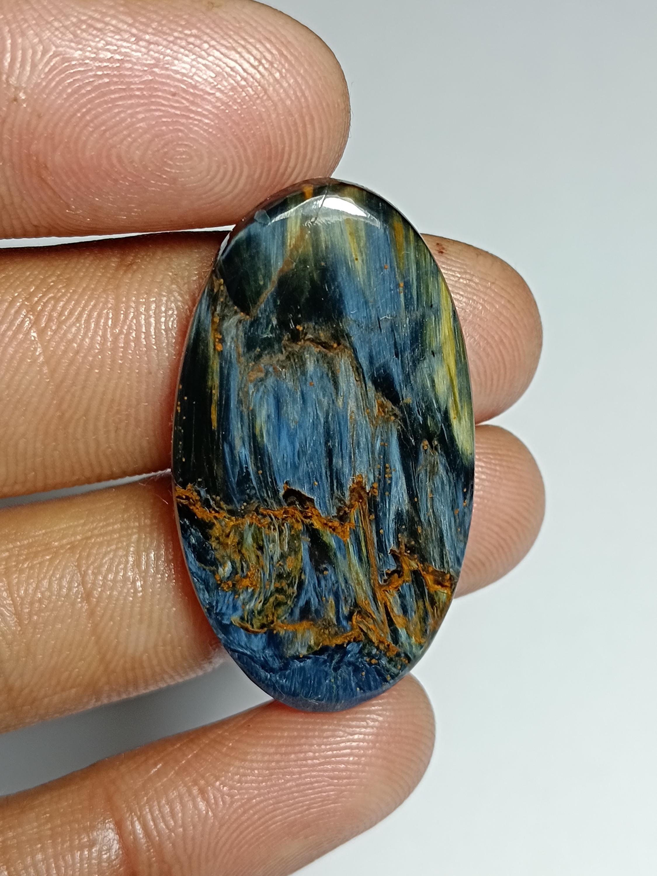 Natural Pietersite Cabochon: Handmade Polished Gemstone (35x19 Mm) Natural Pietersite Cabochon: Handmade Polished Gemstone (35x19 Mm)