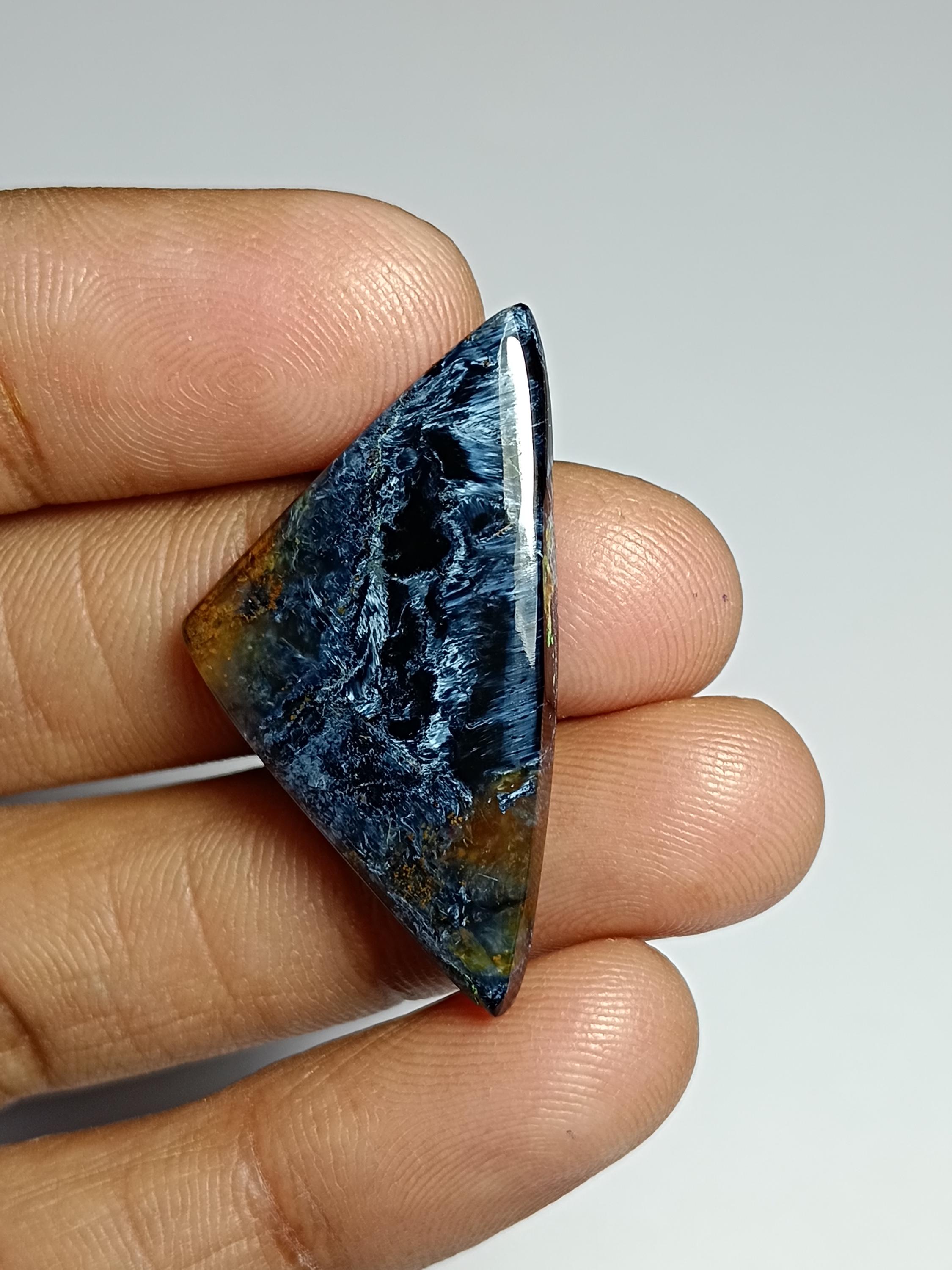 Natural Pietersite Cabochon: Handmade Polished Gemstone (34x19 Mm)
