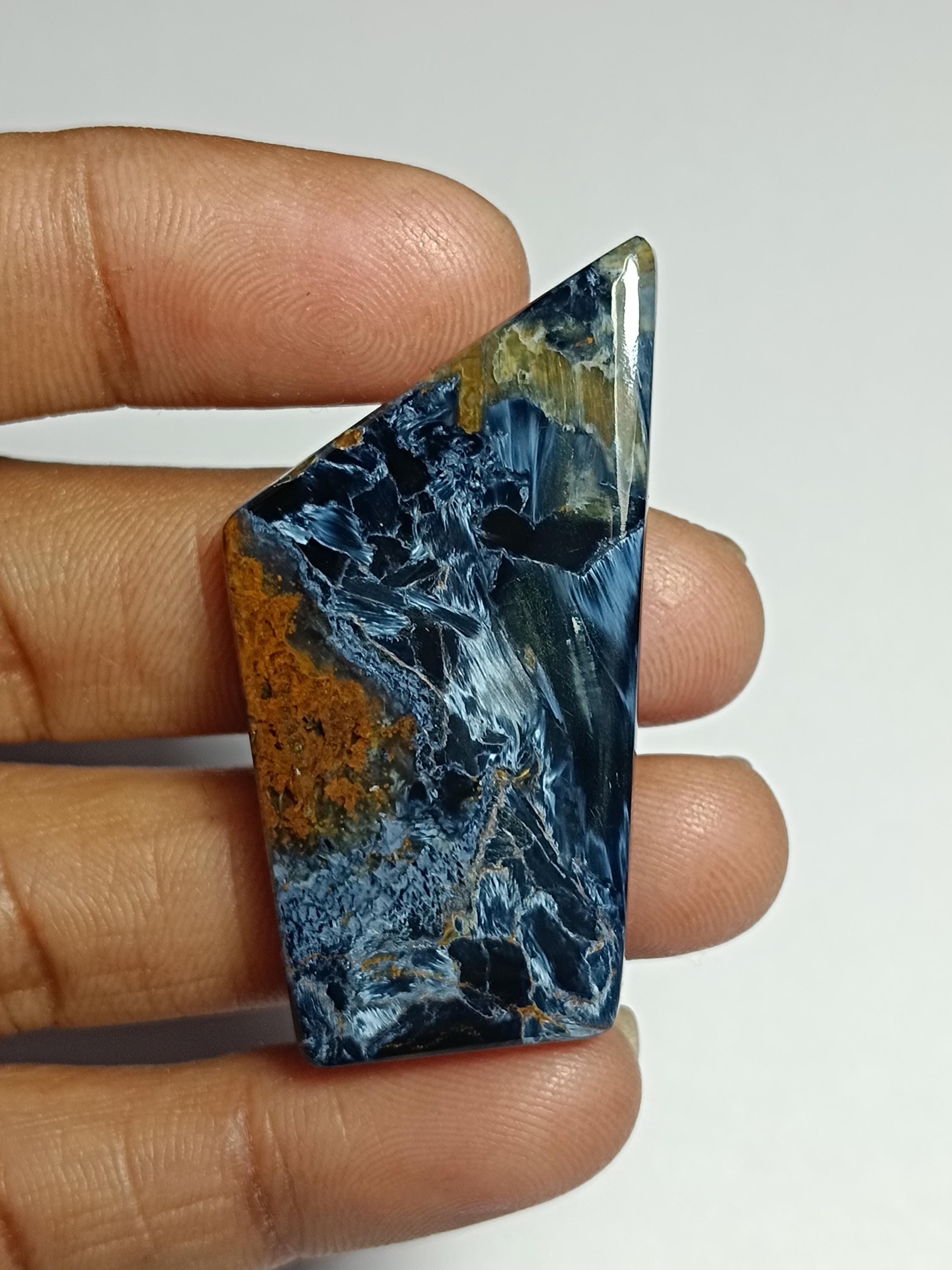 Natural Pietersite Cabochon: Handmade Polished Gemstone (45x24 Mm)