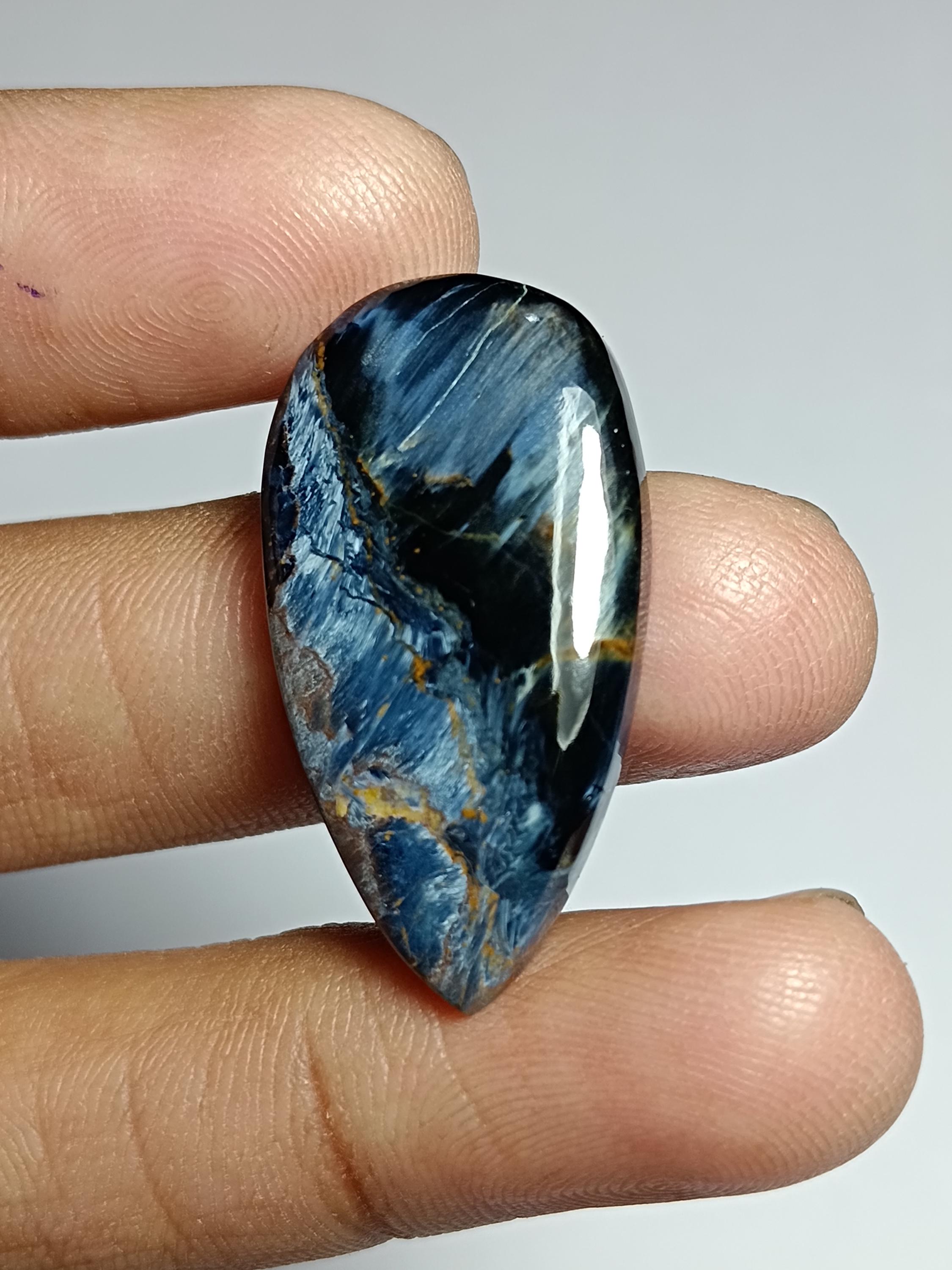 Natural Pietersite Cabochon: Handmade Polished Gemstone (31x16 Mm)