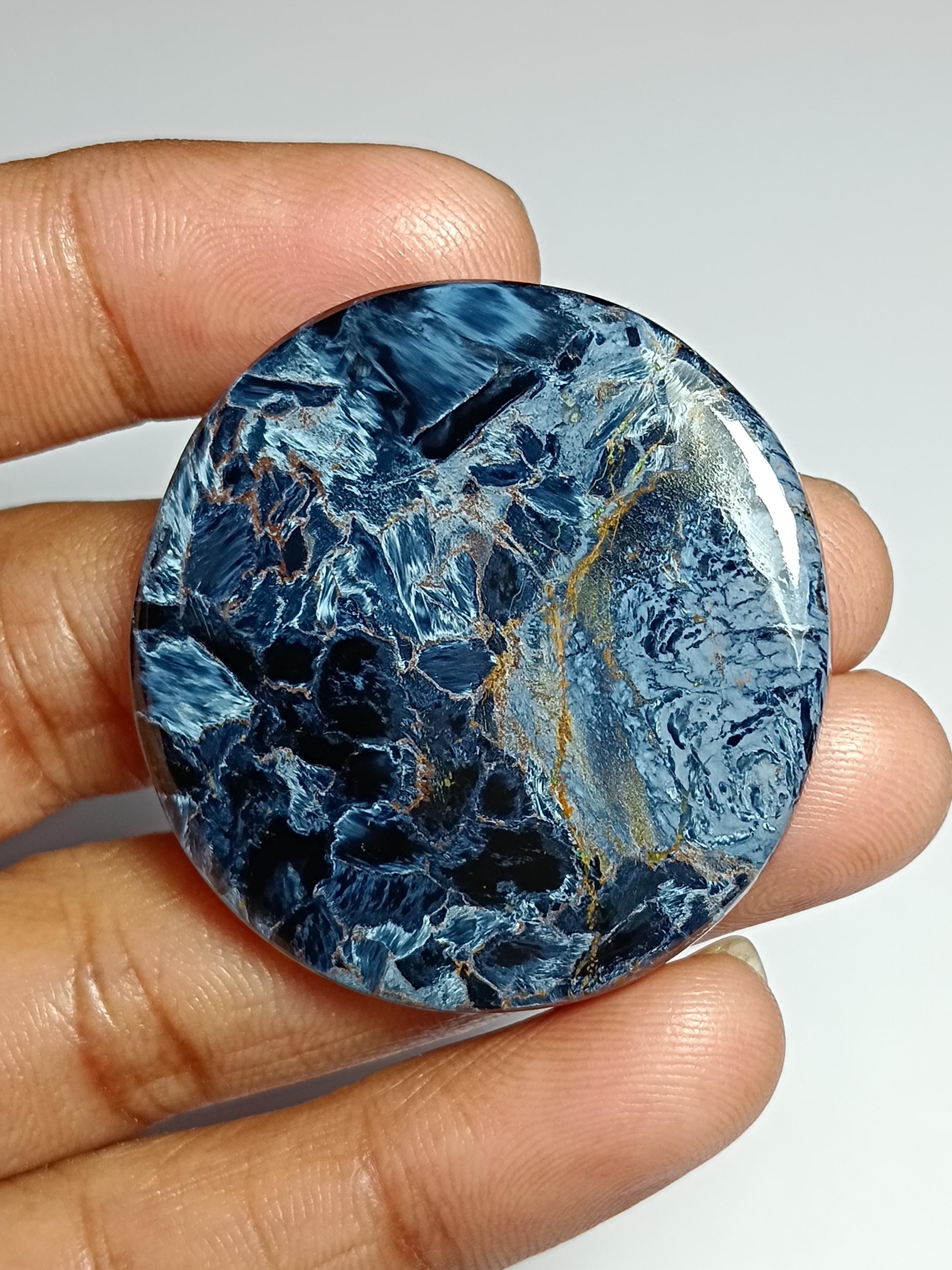 Natural Pietersite Cabochon: Handmade Polished Gemstone (40x38 Mm)