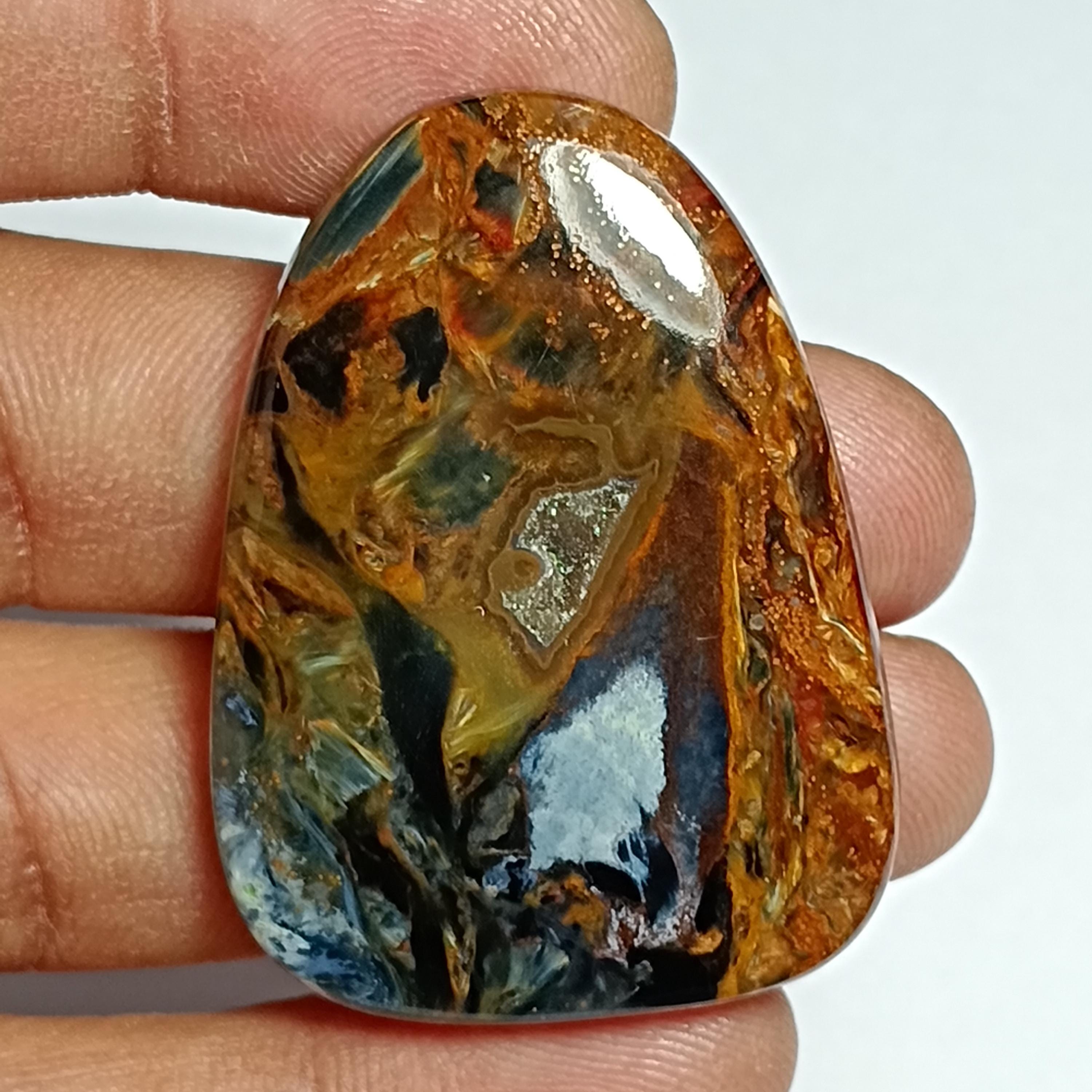 Natural Pietersite Cabochon: Handmade Polished Gemstone (43x32 Mm)