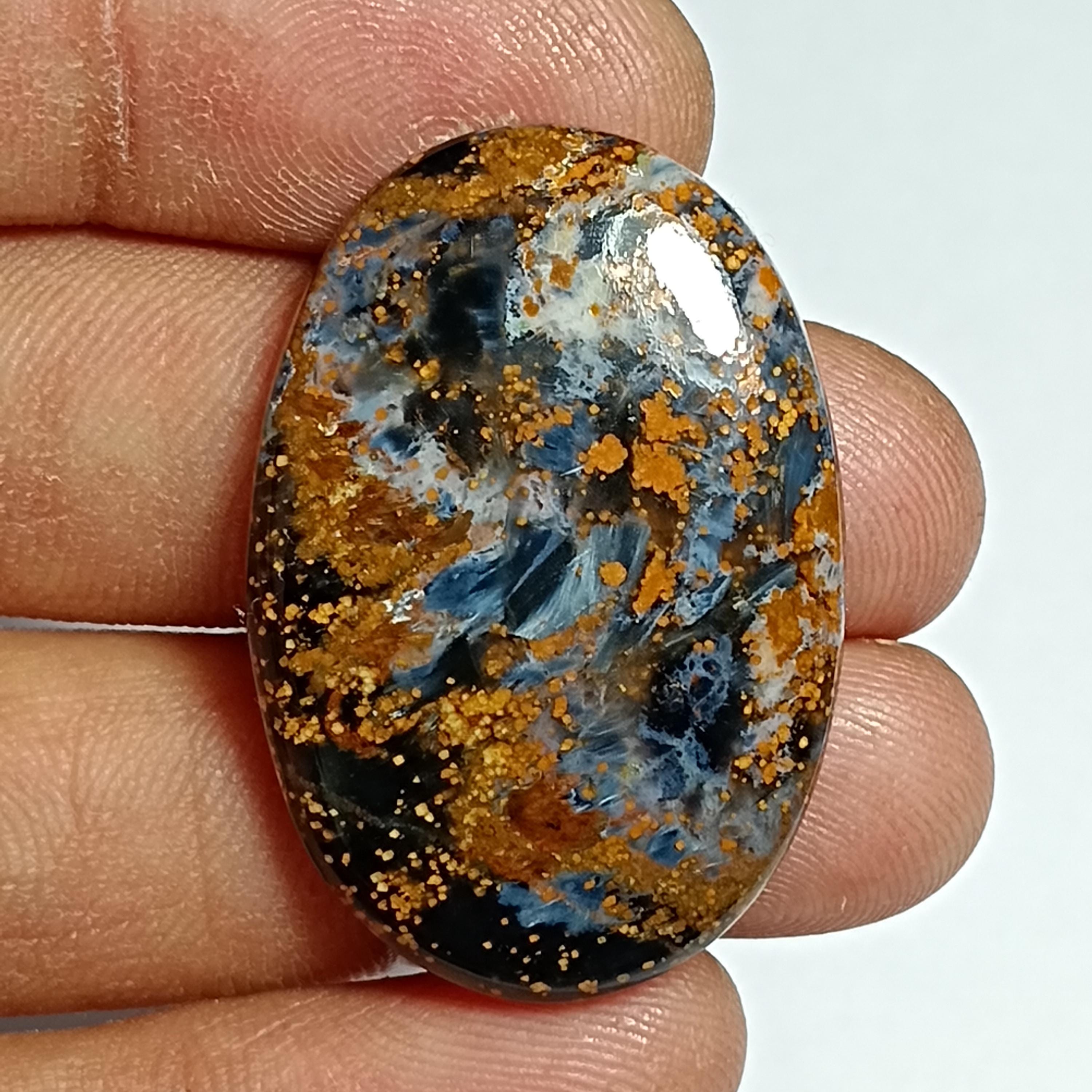 Natural Pietersite Cabochon: Handmade Polished Gemstone (35x24 Mm)