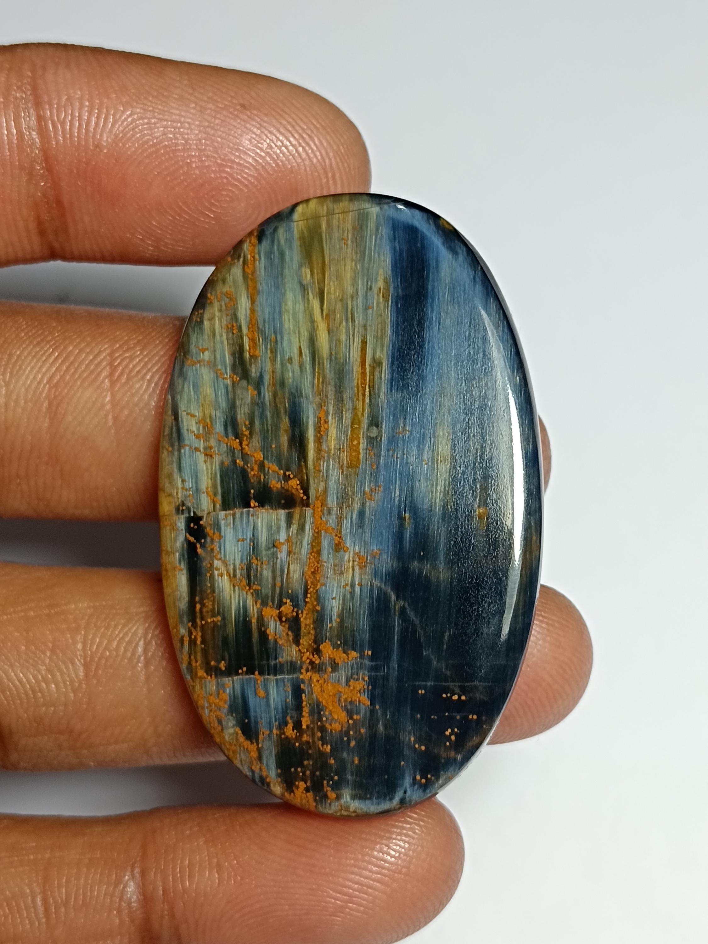 Natural Pietersite Cabochon: Handmade Polished Gemstone (45x28 Mm)