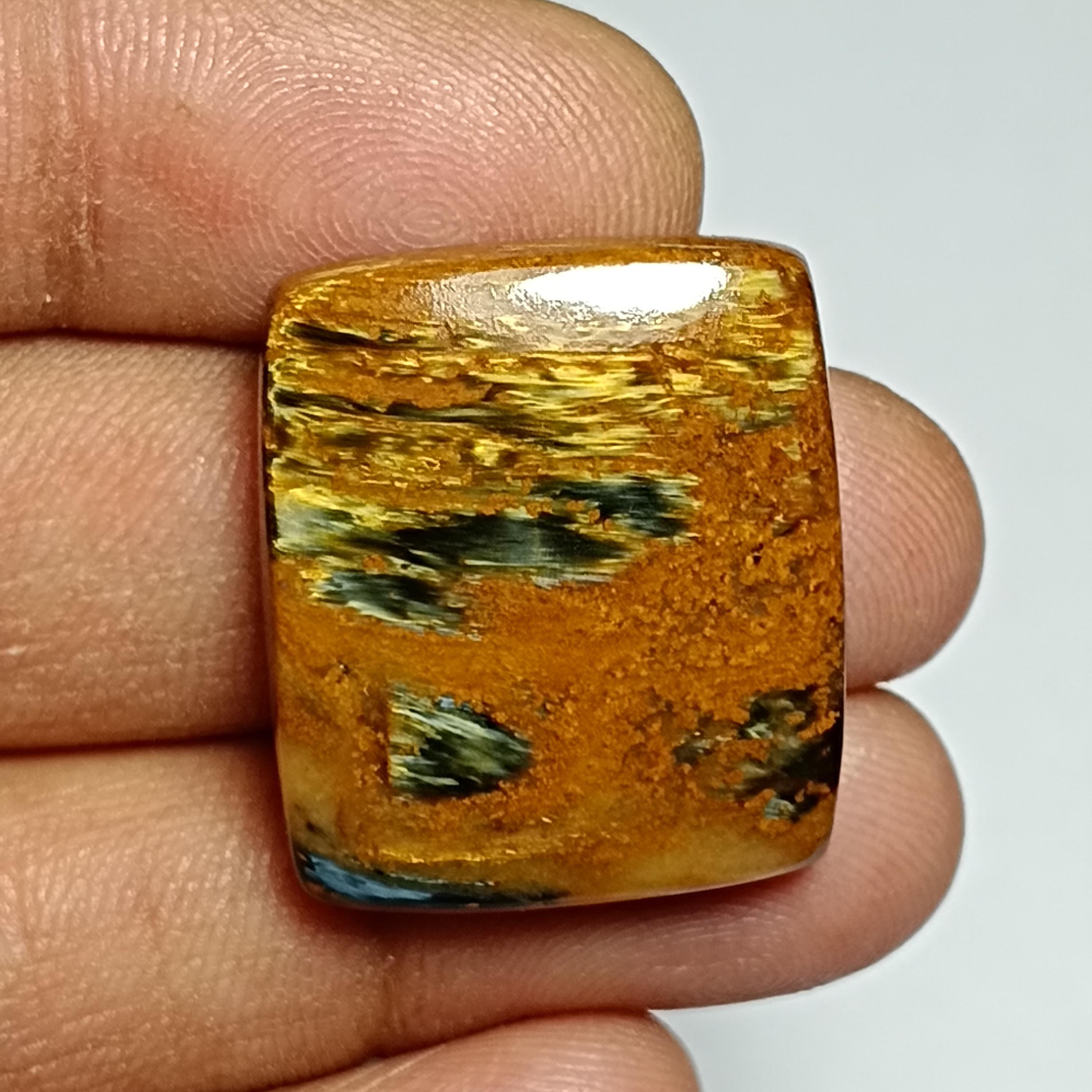 Natural Pietersite Cabochon: Handmade Polished Gemstone (25x22 Mm)