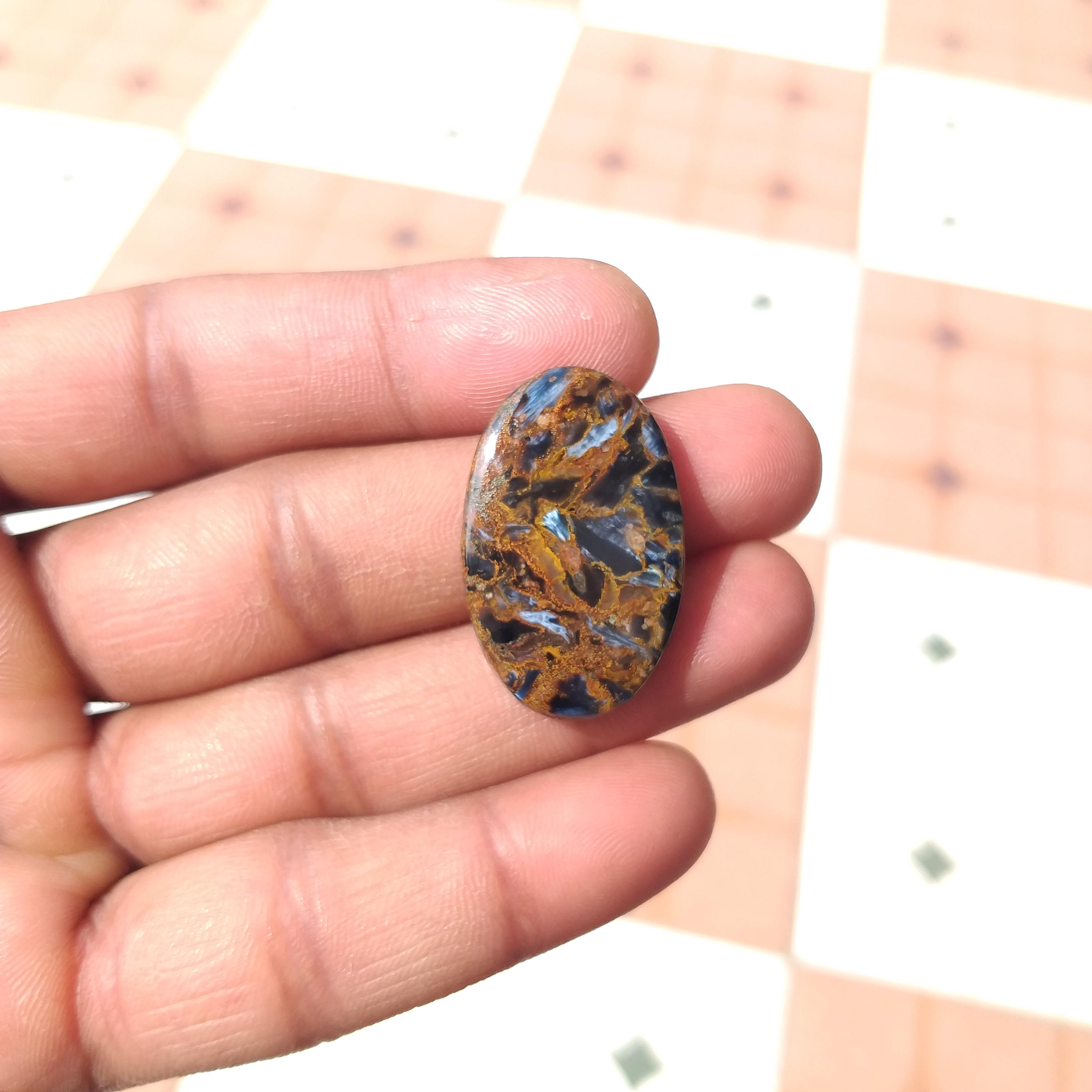 Natural Pietersite Stone Cabochon : Oval Shape For Pendant (28 Carat, 32x20x4 Mm)
