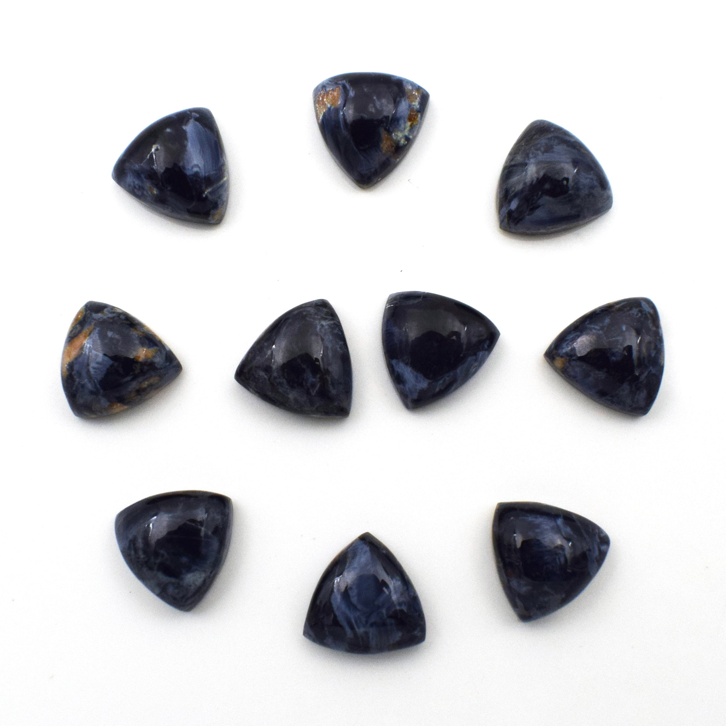 Blue Pietersite Triangle Cabochon Calibrated Gemstone | Natural Flat Back Loose Stone For Jewelry Making | Trillion Cabochon Gemstone