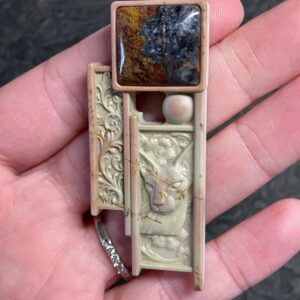 Oriental Or Siamese Cat Mini Art Or Cabochon With Pietersite Oriental Or Siamese Cat Mini Art Or Cabochon With Pietersite
