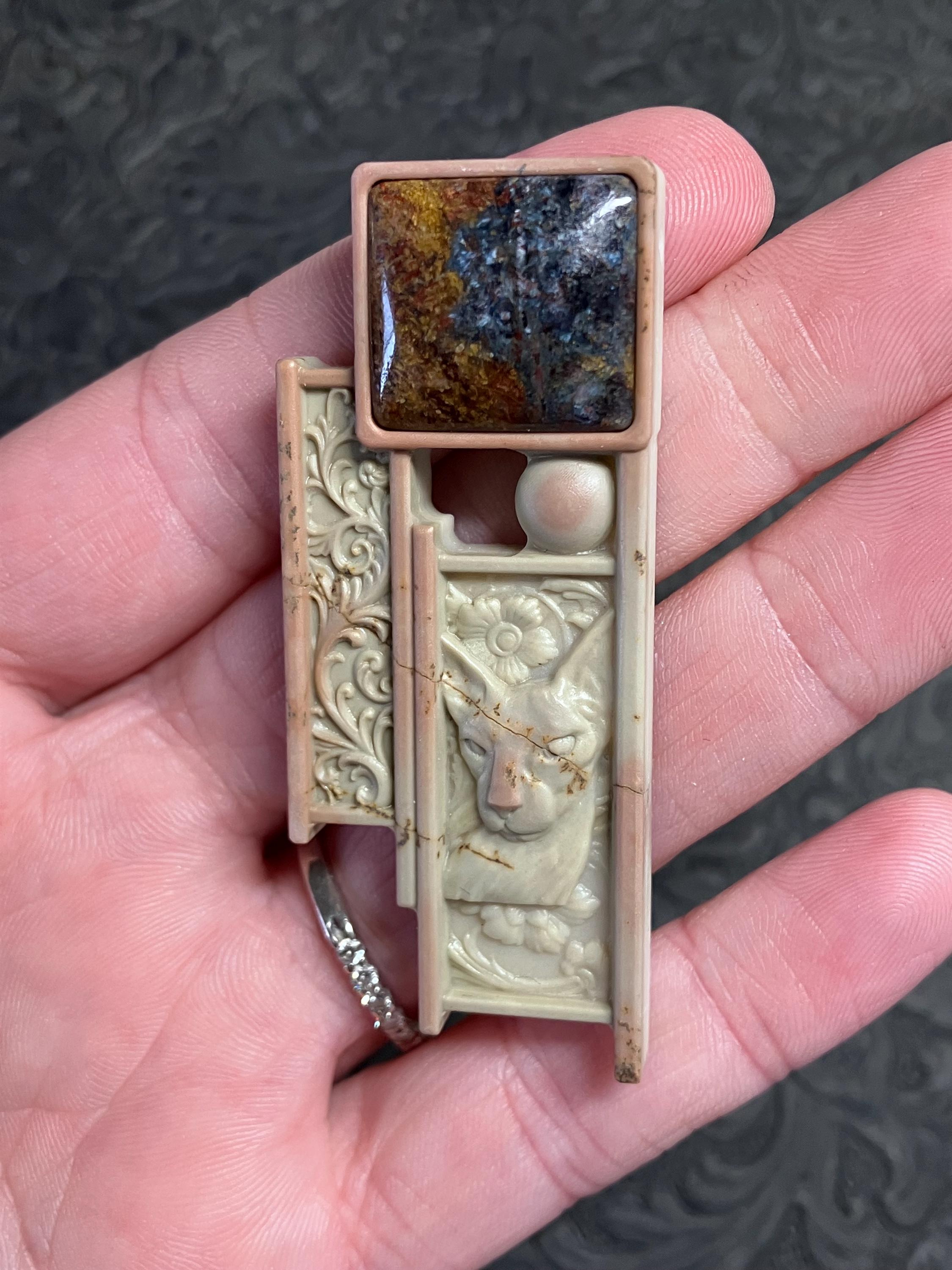 Oriental Or Siamese Cat Mini Art Or Cabochon With Pietersite