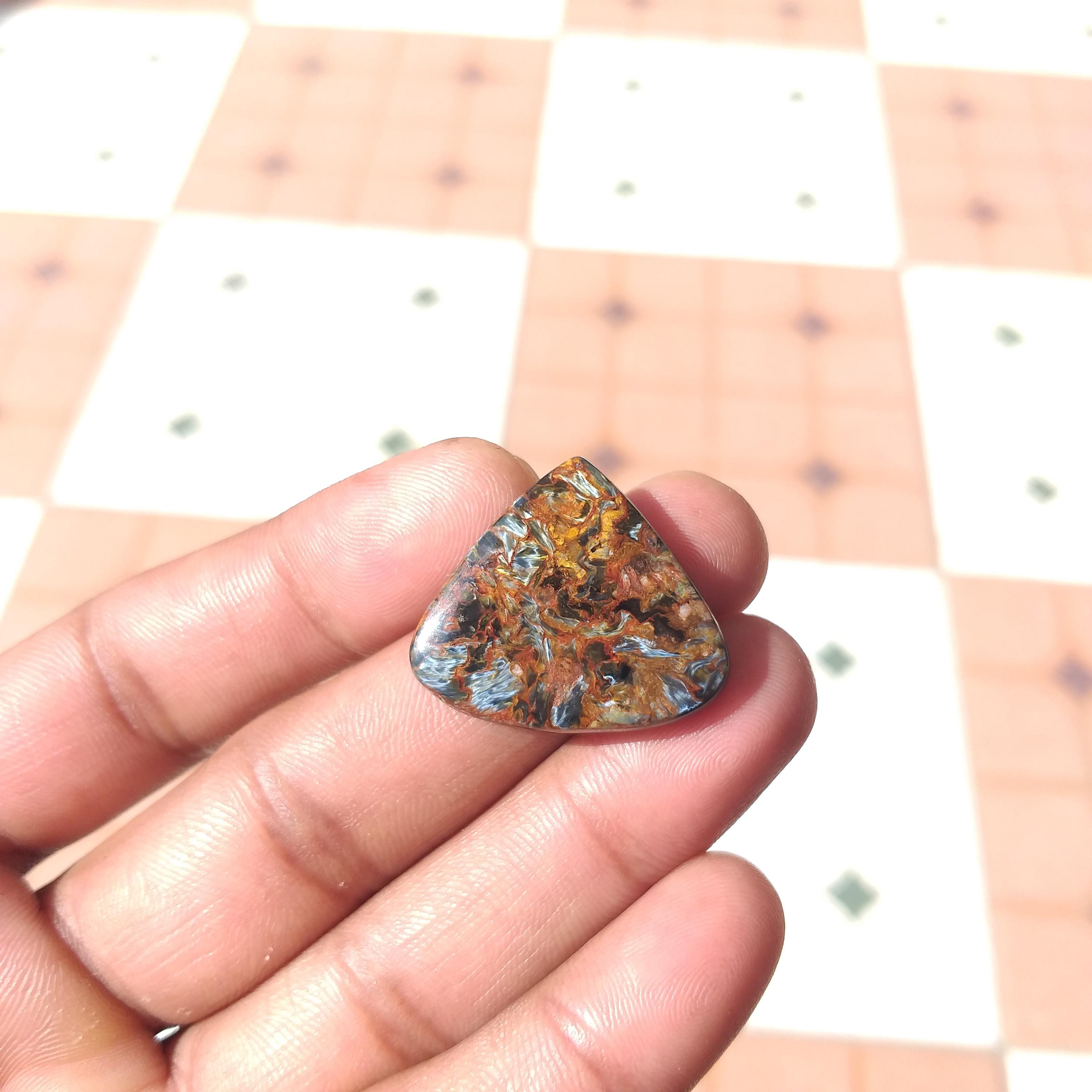 Pietersite Stone Cabochon : Fancy Shape Gemstone (30 Carat, 25x28x5 Mm)