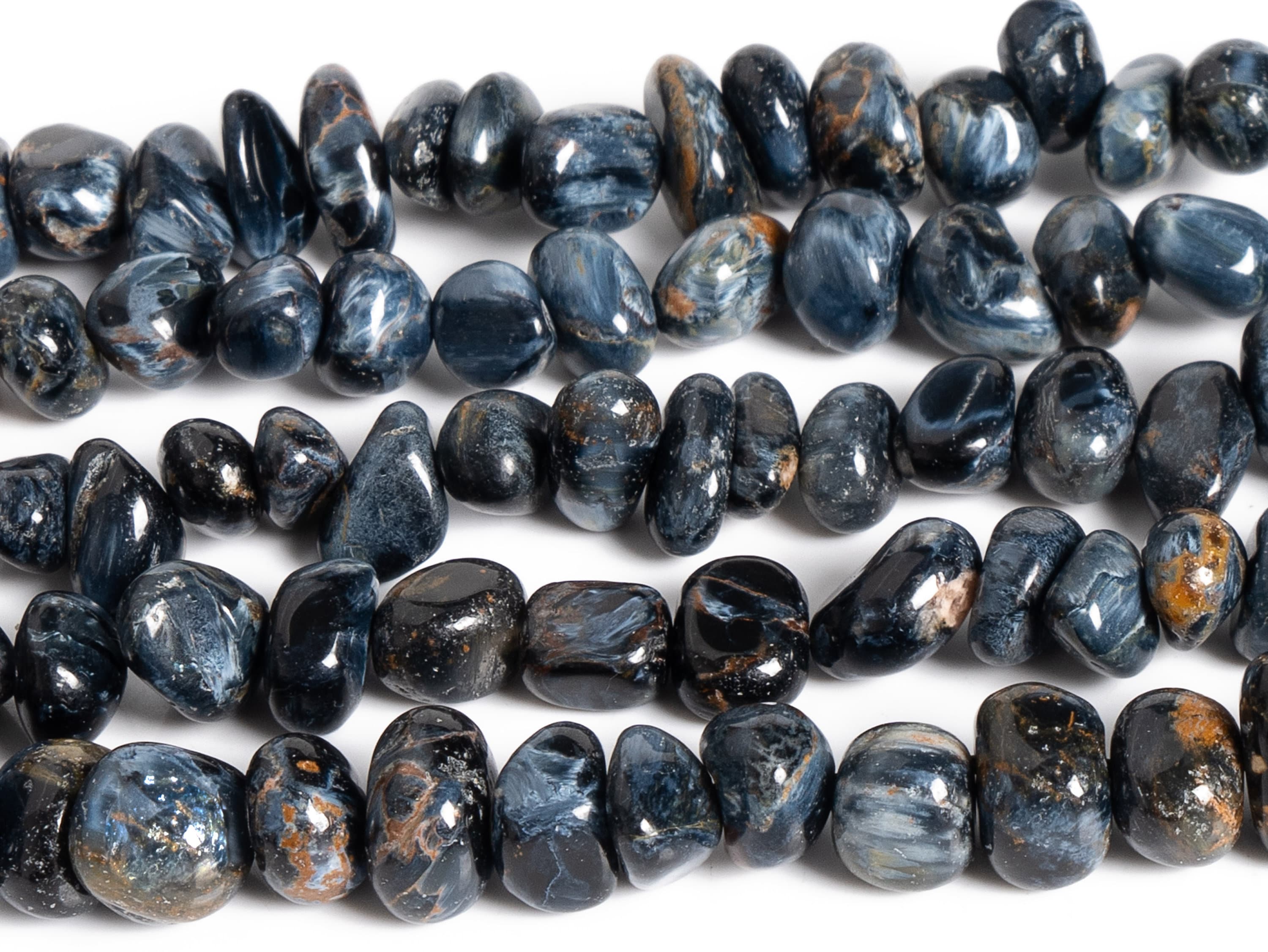 8-10mm Blue Brown Pietersite Beads Grade A Genuine Natural Gemstone Pebble Nugget Loose Beads 15"/7.5" Bulk Lot Options (125591)