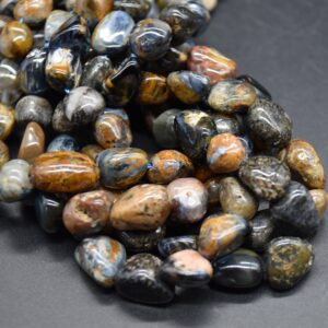 Pietersite Gemstone Pebble Tumblestone Nugget Beads - 7mm - 10mm - 15" Strand
