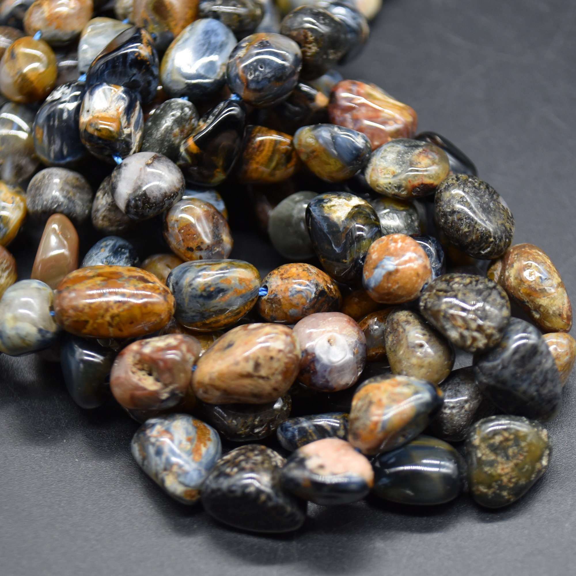 Pietersite Gemstone Pebble Tumblestone Nugget Beads - 7mm - 10mm - 15" Strand Pietersite Gemstone Pebble Tumblestone Nugget Beads - 7mm - 10mm - 15" Strand