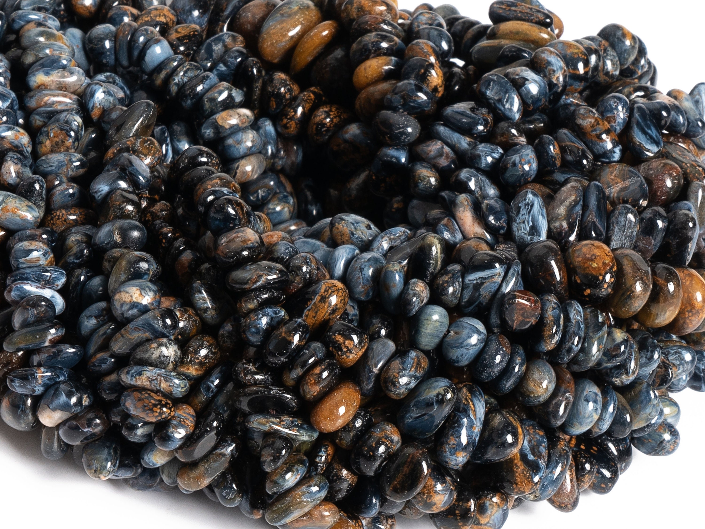 Genuine Natural Pietersite Gemstone Beads 5-7mm 8-10mm Blue Brown Pebble Nugget A Quality Loose Beads