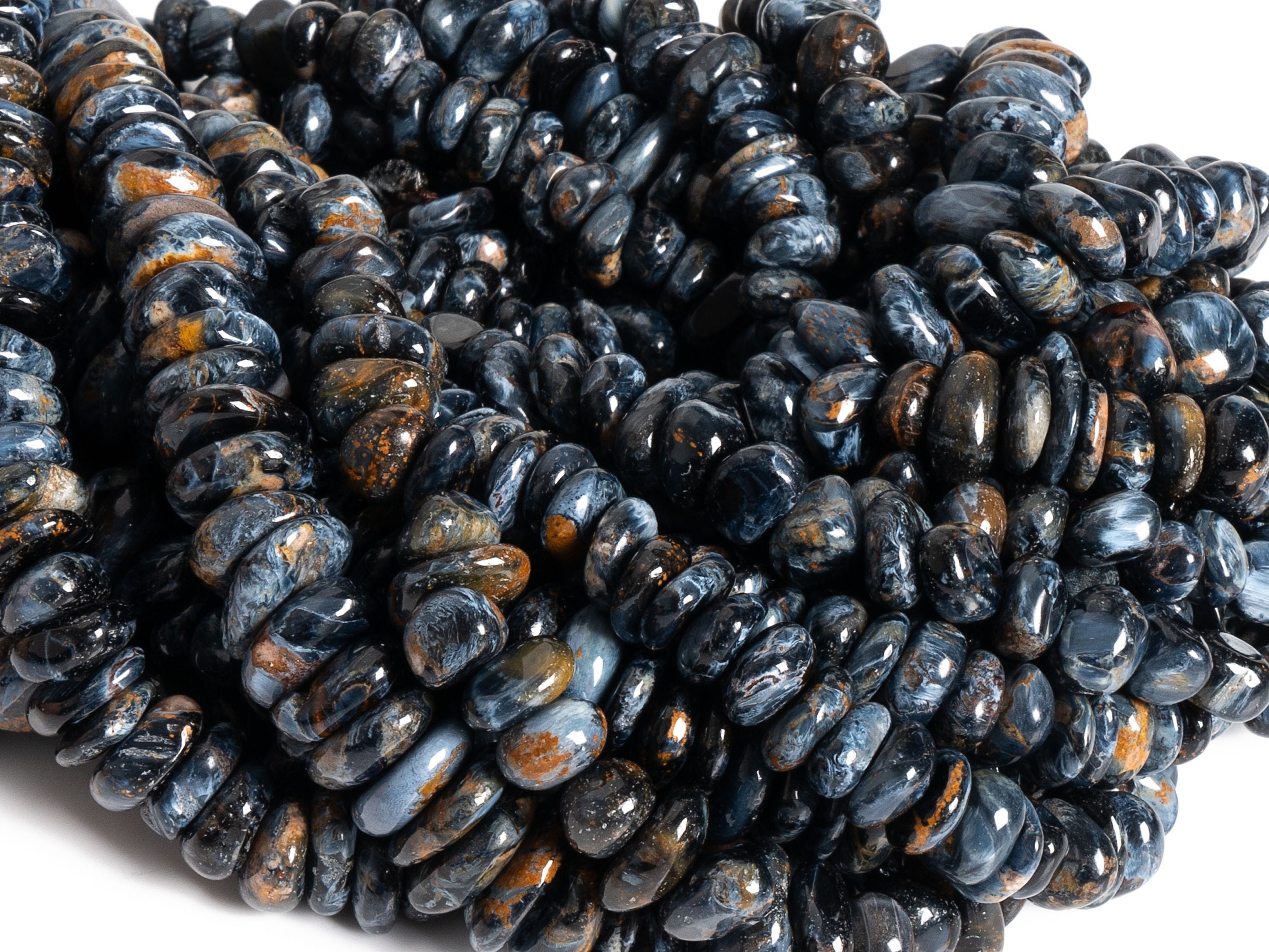 Genuine Natural Pietersite Gemstone Beads 8-10mm 10-12mm Blue Brown Pebble Nugget A Quality Loose Beads