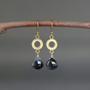 Pietersite Earrings - Blue Gemstone Earrings - Blue And Gold Earrings - Brushed Gold Earrings - Marbled Stone Earrings - Smooth Gemstones Pietersite Earrings - Blue Gemstone Earrings - Blue And Gold Earrings - Brushed Gold Earrings - Marbled Stone Earrings - Smooth Gemstones