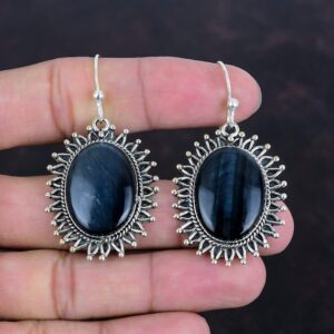 Handmade Pietersite Gemstone Earrings: 925 Sterling Silver Jewelry