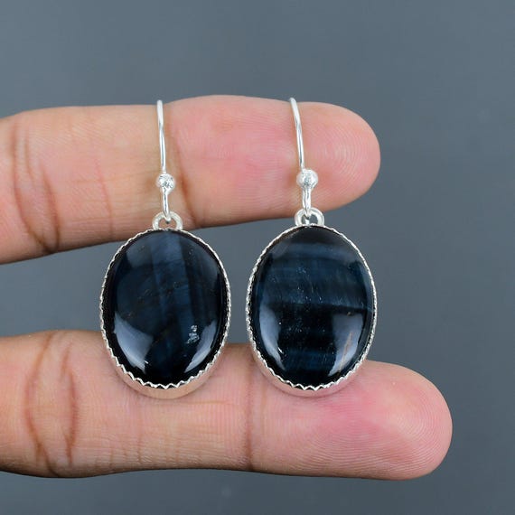 Handmade Pietersite Earrings, Sterling Silver Gemstone Jewelry