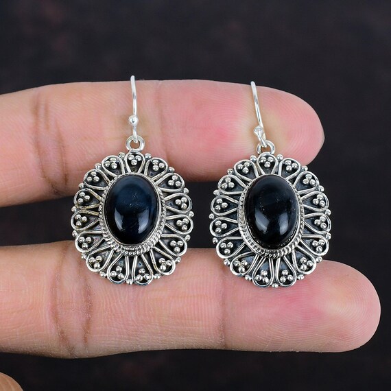 Handmade Pietersite Earrings: Vintage 925 Sterling Silver Gemstone Jewelry