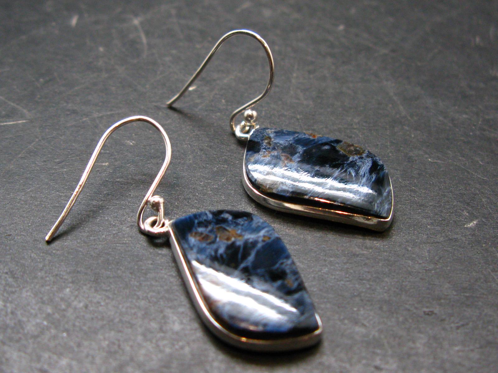 Natural Pietersite Silver Earrings From Namibia - 1.5" - 5.32 Grams