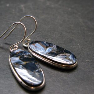 Natural Pietersite Silver Earrings From Namibia - 1.6" - 5.33 Grams