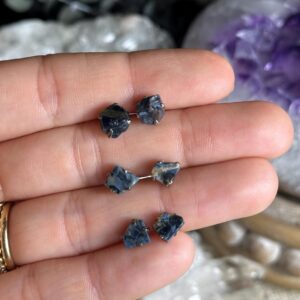 Rough Pietersite Crystal Stud Earrings, .925 Silver, Sterling Post Earring,