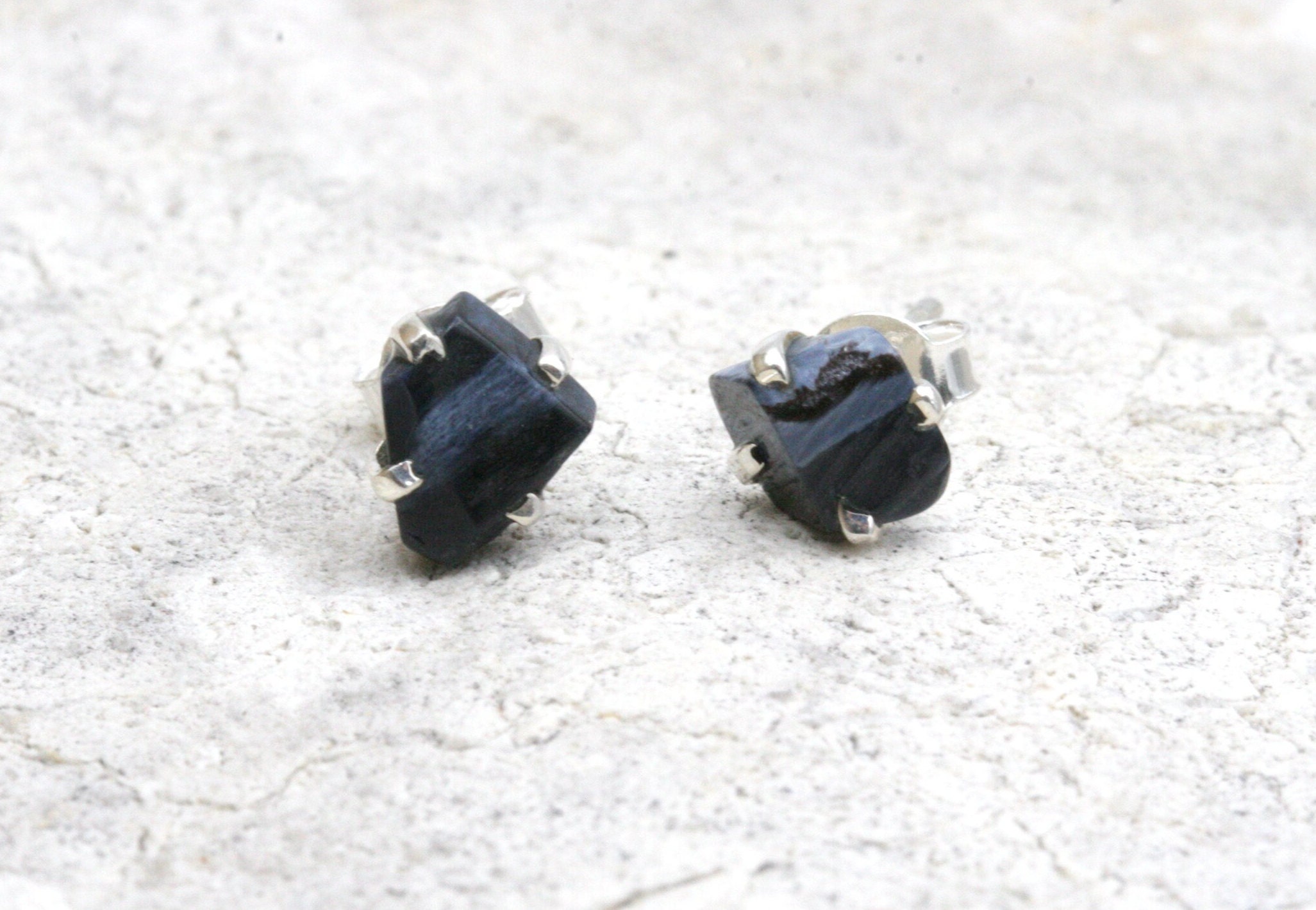 Pietersite Stud Earrings: Sterling Silver Tempest Stone Jewelry