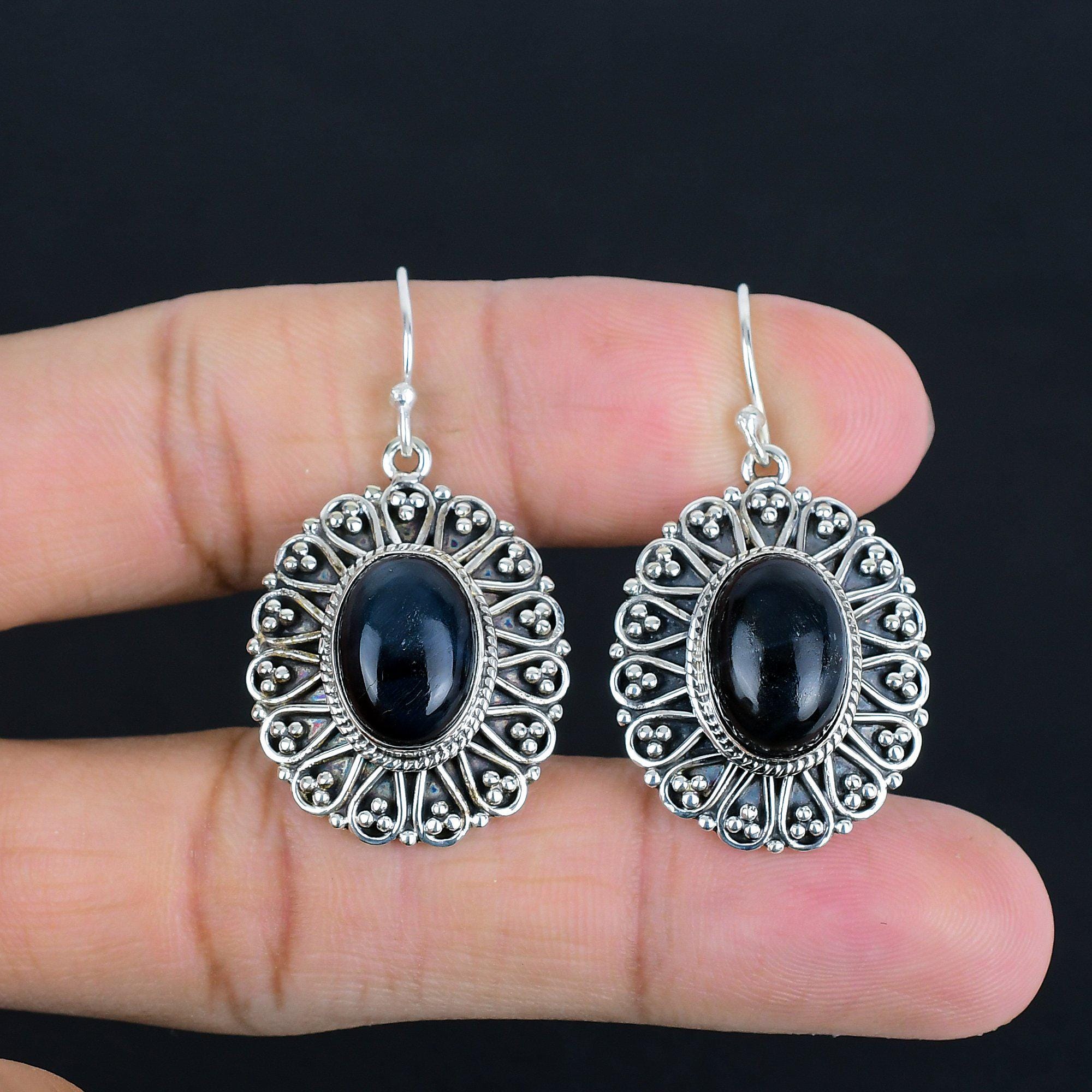 Pietersite Earrings: Vintage 925 Sterling Silver Handmade Jewelry