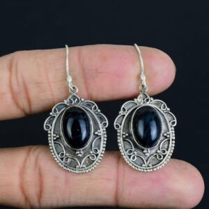 Vintage Pietersite Dangle Earrings: 925 Sterling Silver, Handmade