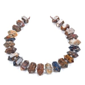 32x13-23x12MM Natural African Pietersite Gemstone Gradated Center Drilled Faceted Points Beads 15.5 inch Full Strand BULK LOT(80016726-S18) 32x13-23x12MM Natural African Pietersite Gemstone Gradated Center Drilled Faceted Points Beads 15.5 inch Full Strand BULK LOT(80016726-S18)
