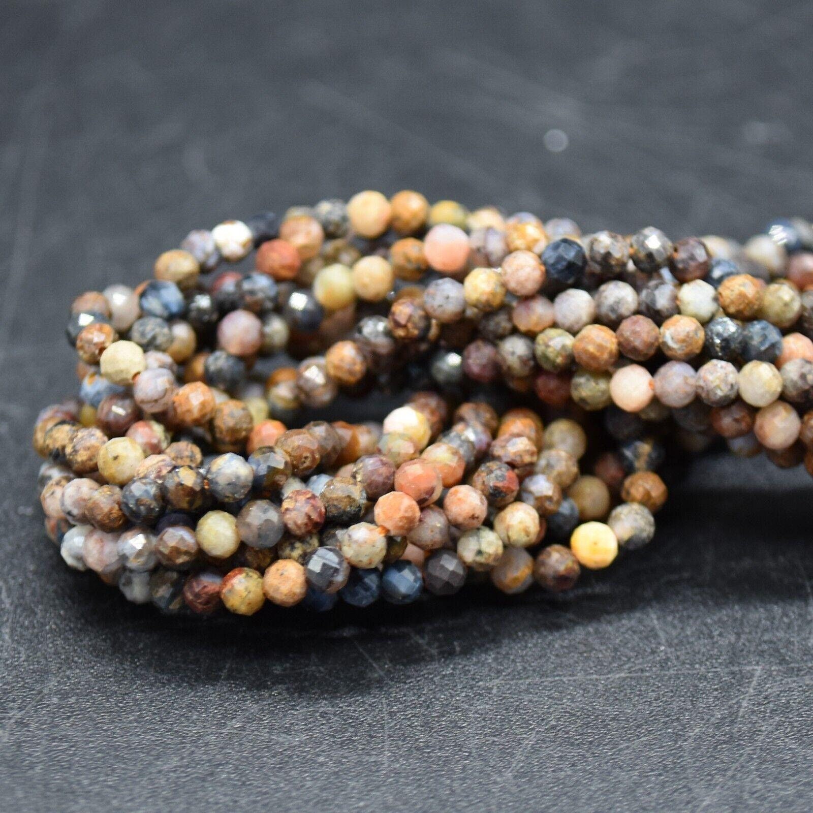 3mm Pietersite Gemstone Faceted Round Beads - 15" Strand