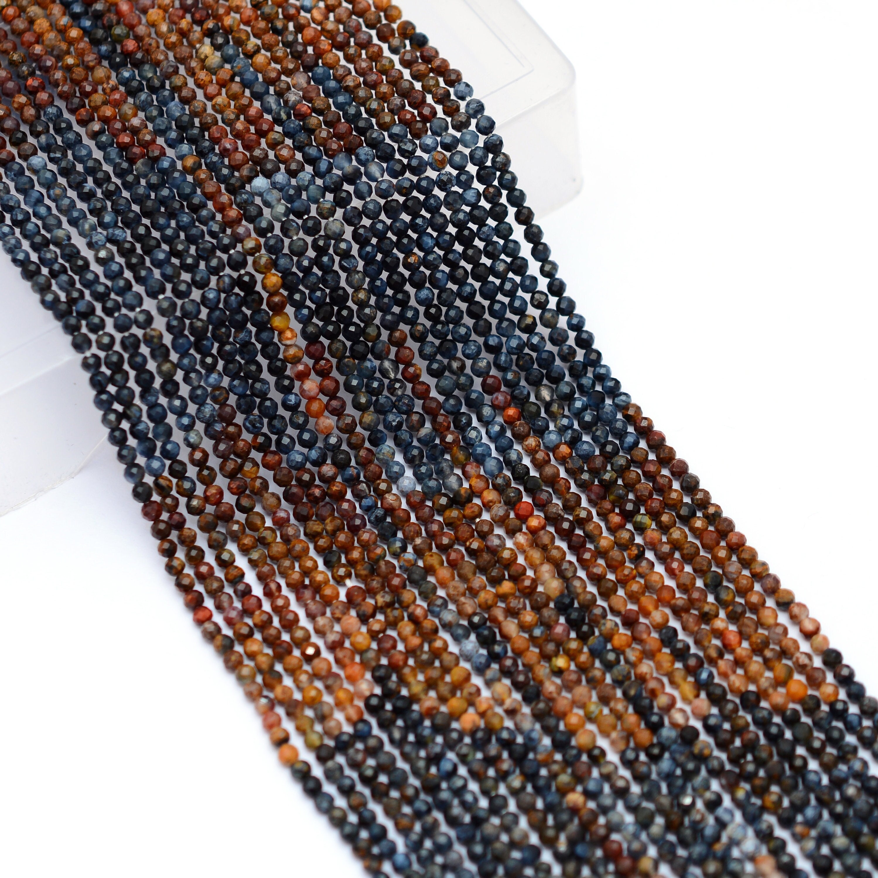 Aaa+ Pietersite Gemstone 2mm-3mm Faceted Beads | Natural Rare Pietersite Semi Precious Gemstone Loose Rondelle Faceted Beads | 13inch Strand