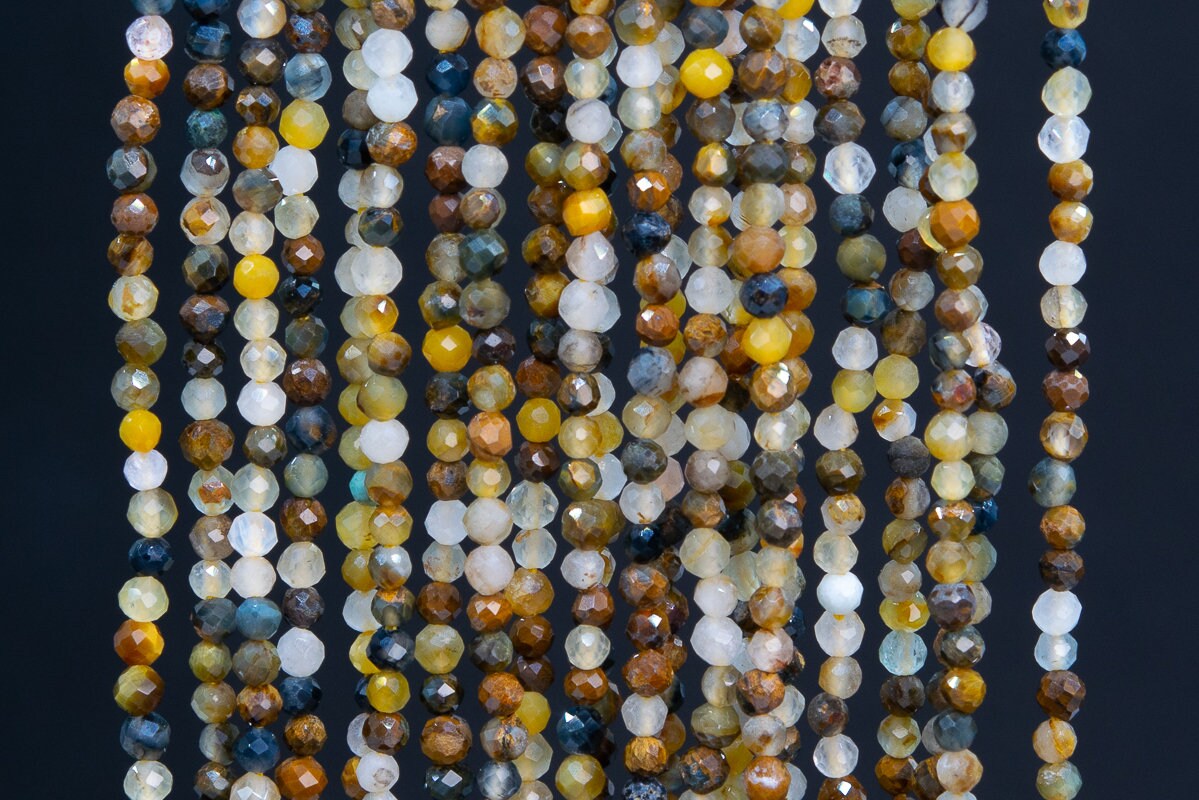 Genuine Natural Pietersite Gemstone Beads 2mm Multicolor Faceted Round Aaa Quality Loose Beads (110610)