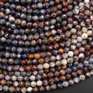 Natural Pietersite Faceted 4mm Round Beads 15.5" Strand Natural Pietersite Faceted 4mm Round Beads 15.5" Strand