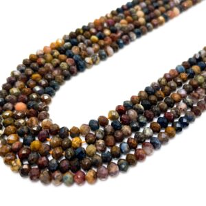 Natural Brown Pietersite Faceted Rondelle 4mm X 6mm Gemstone Beads - Rdf111 Natural Brown Pietersite Faceted Rondelle 4mm X 6mm Gemstone Beads - Rdf111